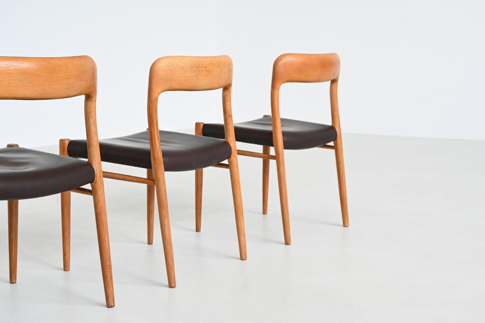 Niels Otto Moller model 75 dining chairs in oak Denmark 1954 5