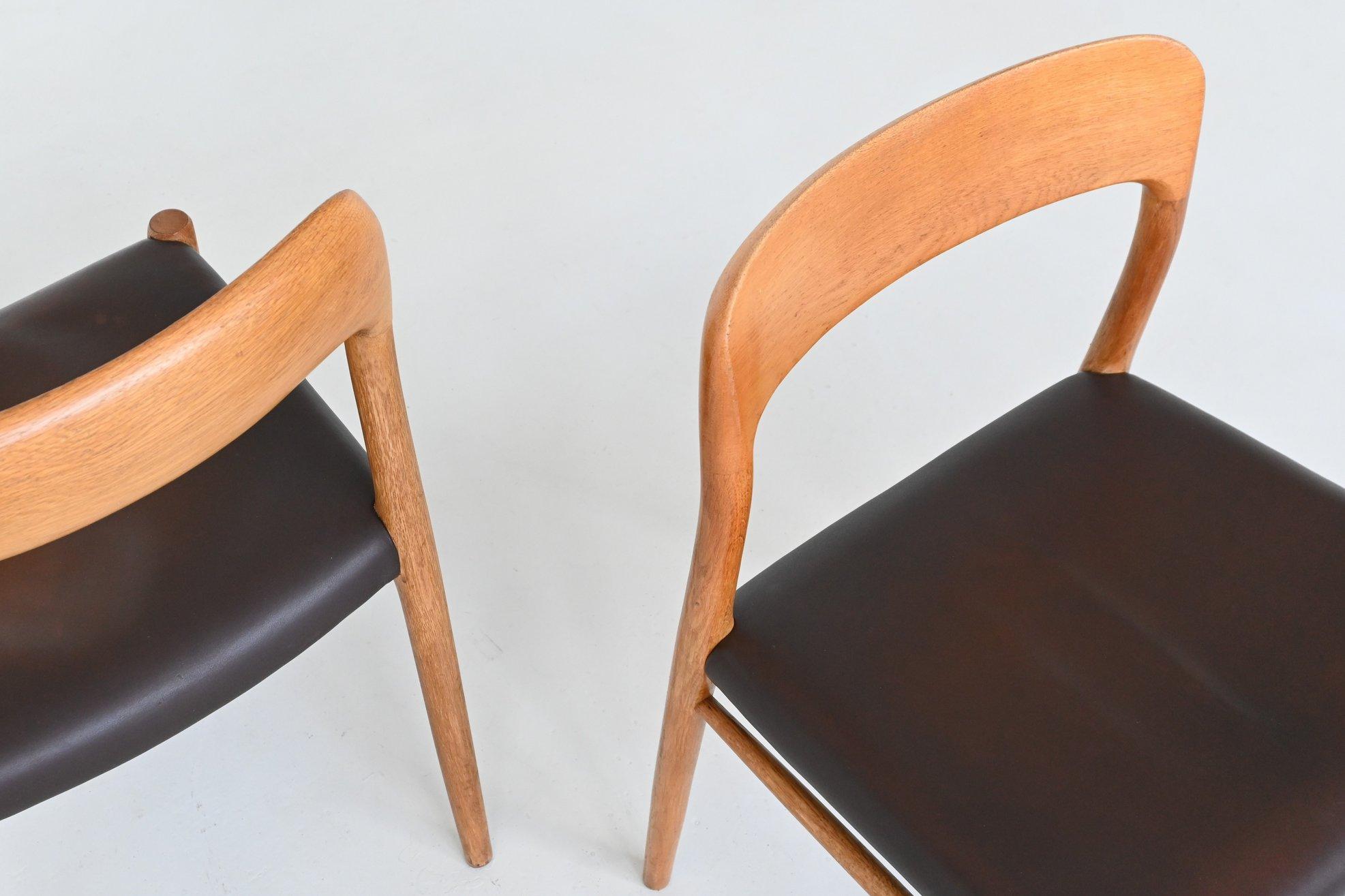 Niels Otto Moller model 75 dining chairs in oak Denmark 1954 6