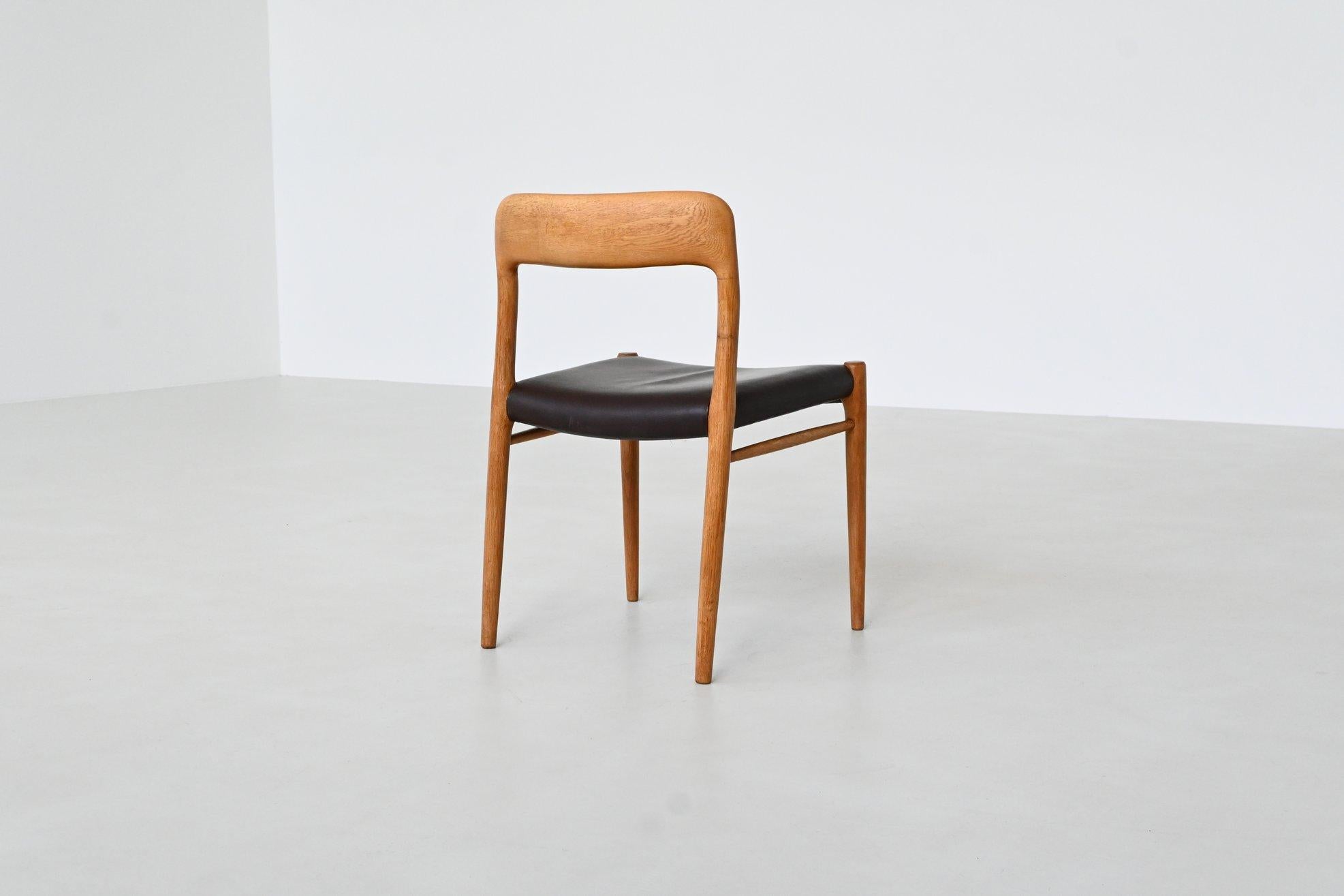 Niels Otto Moller model 75 dining chairs in oak Denmark 1954 8