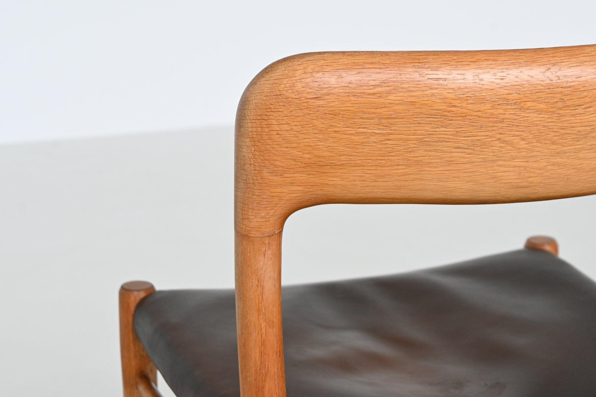 Niels Otto Moller model 75 dining chairs in oak Denmark 1954 10