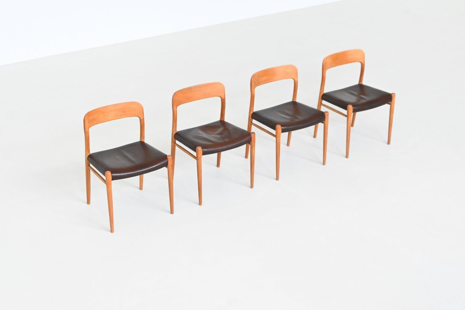 Mid-20th Century Niels Otto Moller model 75 dining chairs in oak Denmark 1954