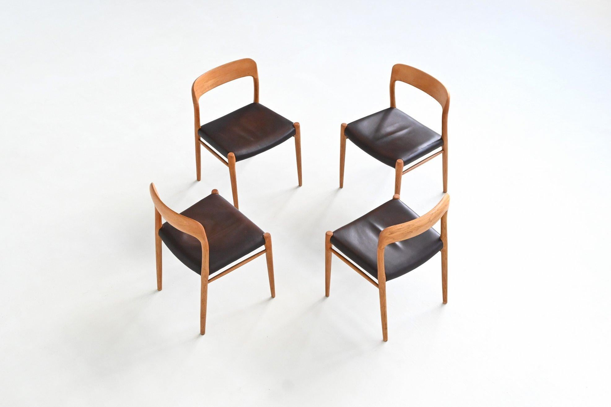 Niels Otto Moller model 75 dining chairs in oak Denmark 1954 1