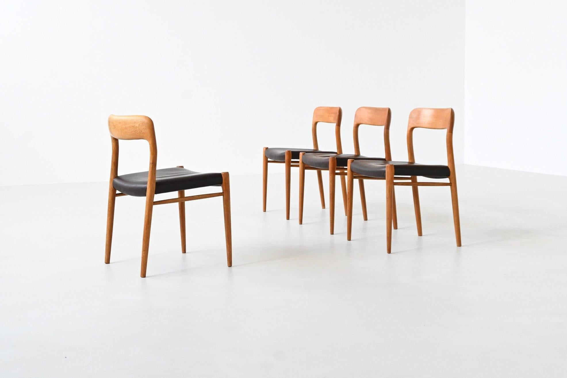 Niels Otto Moller model 75 dining chairs in oak Denmark 1954 2