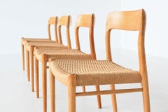 Niels Otto Moller Model 75 Oak Dining Chairs Denmark 1960