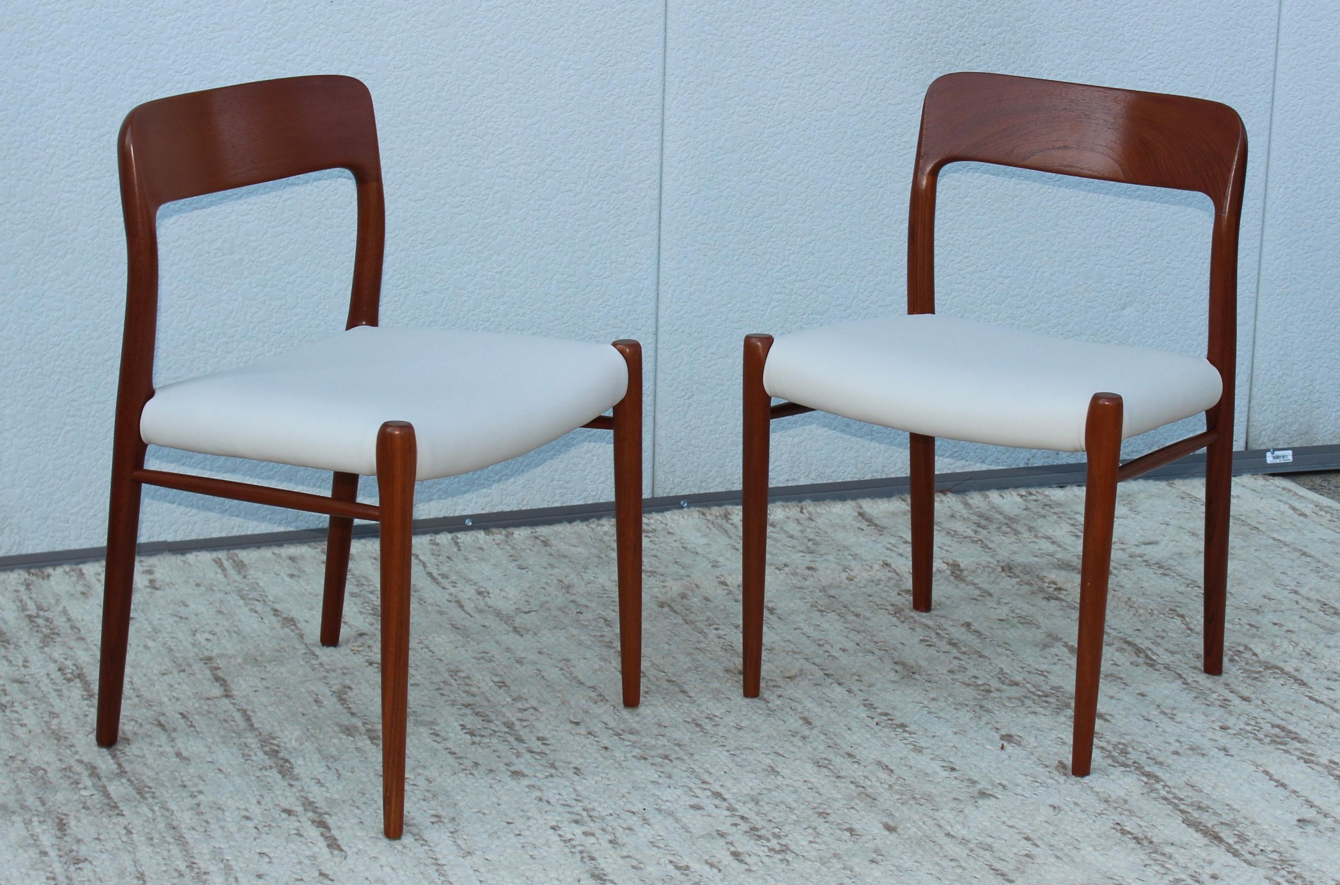 Niels Otto Moller Model 75 Teak and Leather Dining Chairs 12