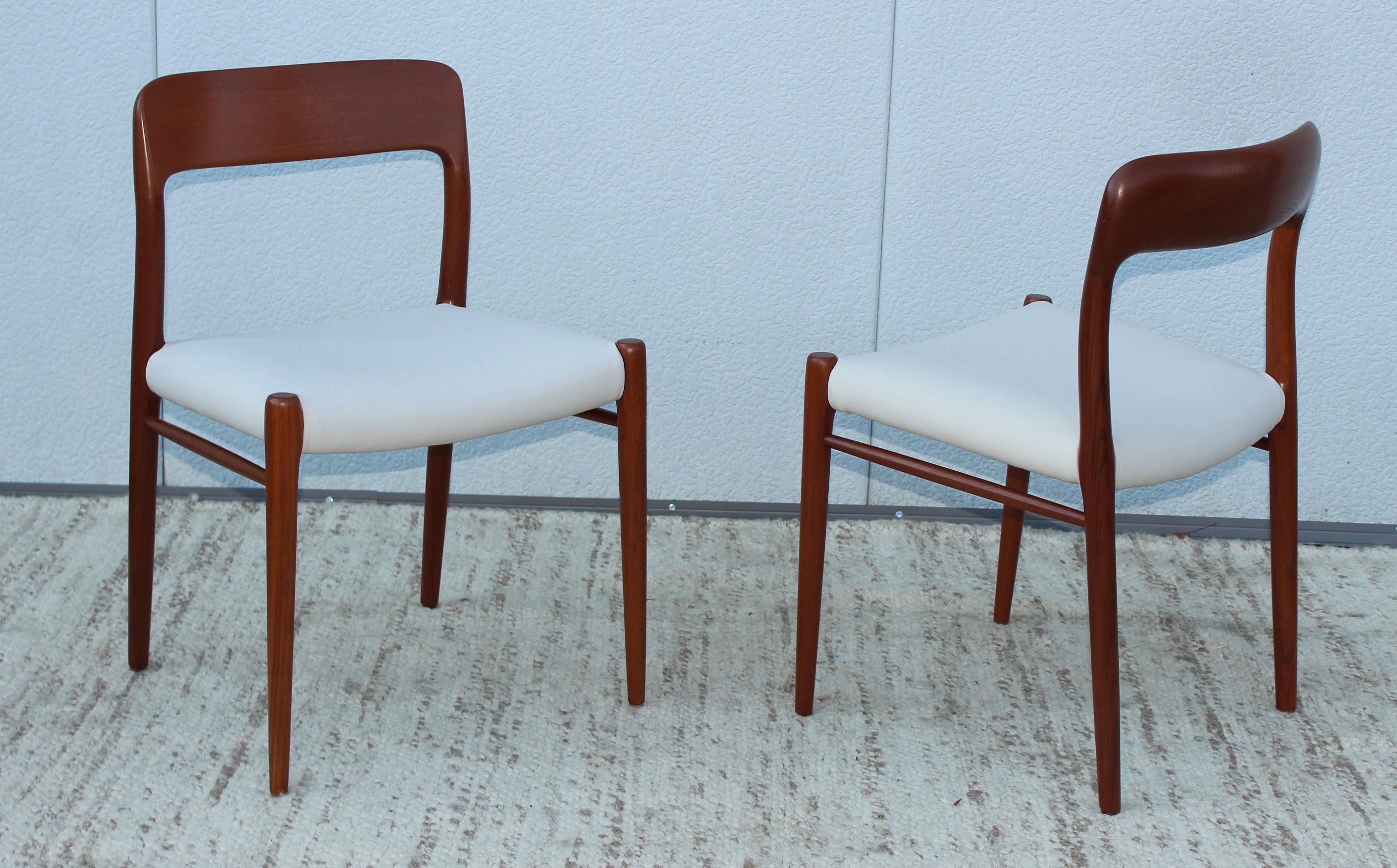 Niels Otto Moller Model 75 Teak and Leather Dining Chairs 13