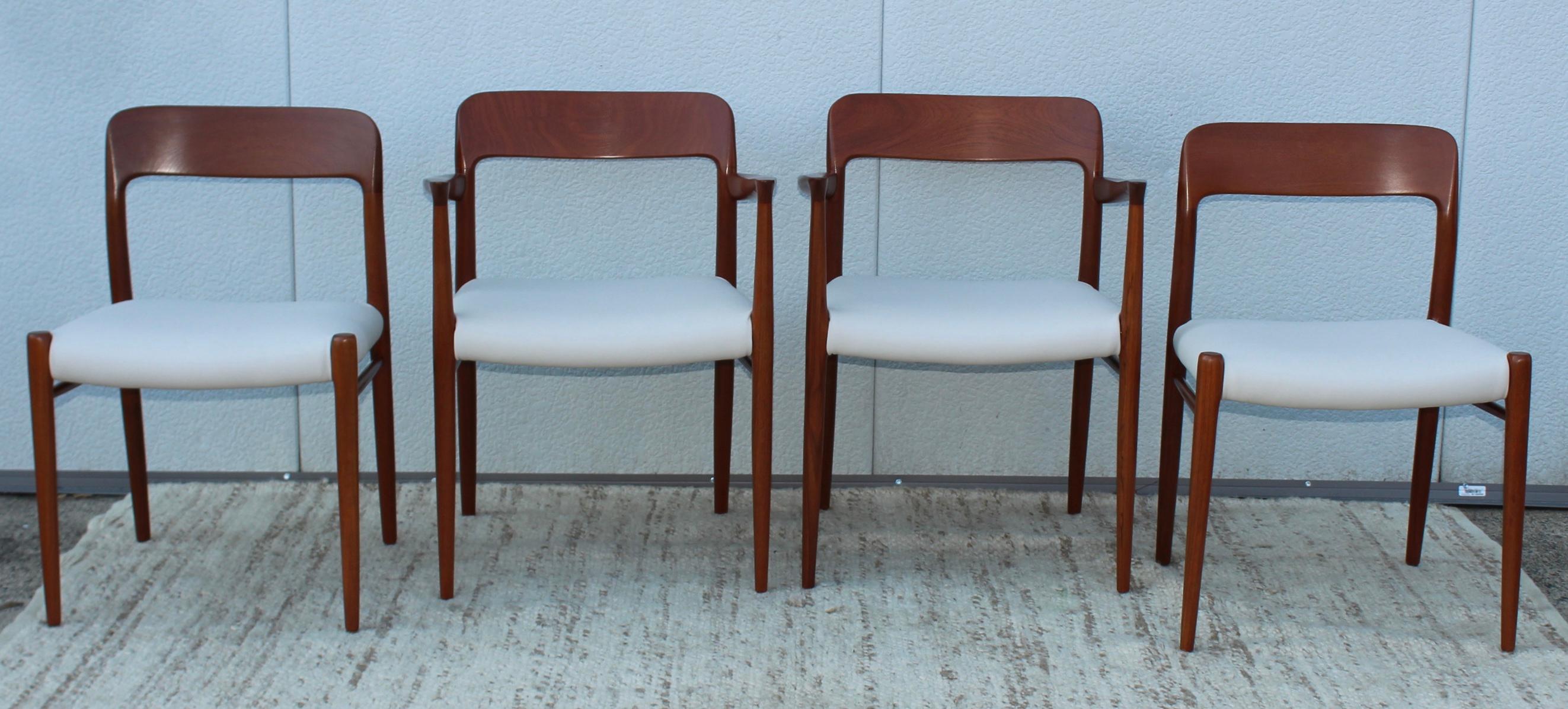 Mid-Century Modern Niels Otto Moller Model 75 Teak and Leather Dining Chairs