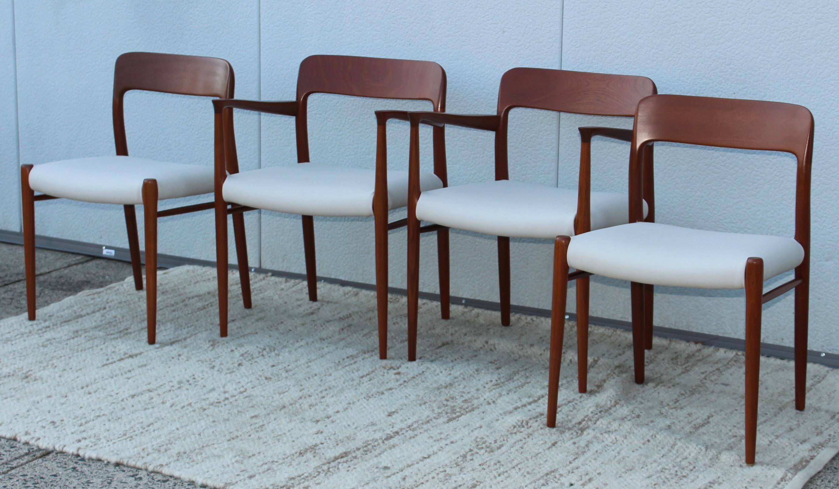 Danish Niels Otto Moller Model 75 Teak and Leather Dining Chairs