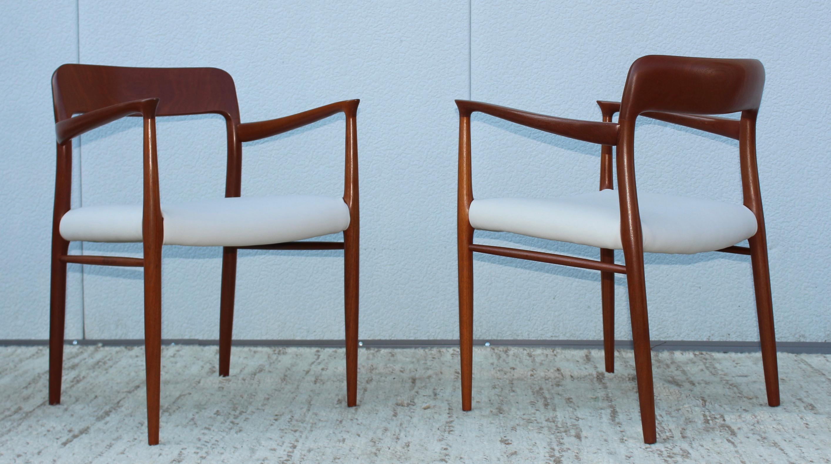 Niels Otto Moller Model 75 Teak and Leather Dining Chairs 1