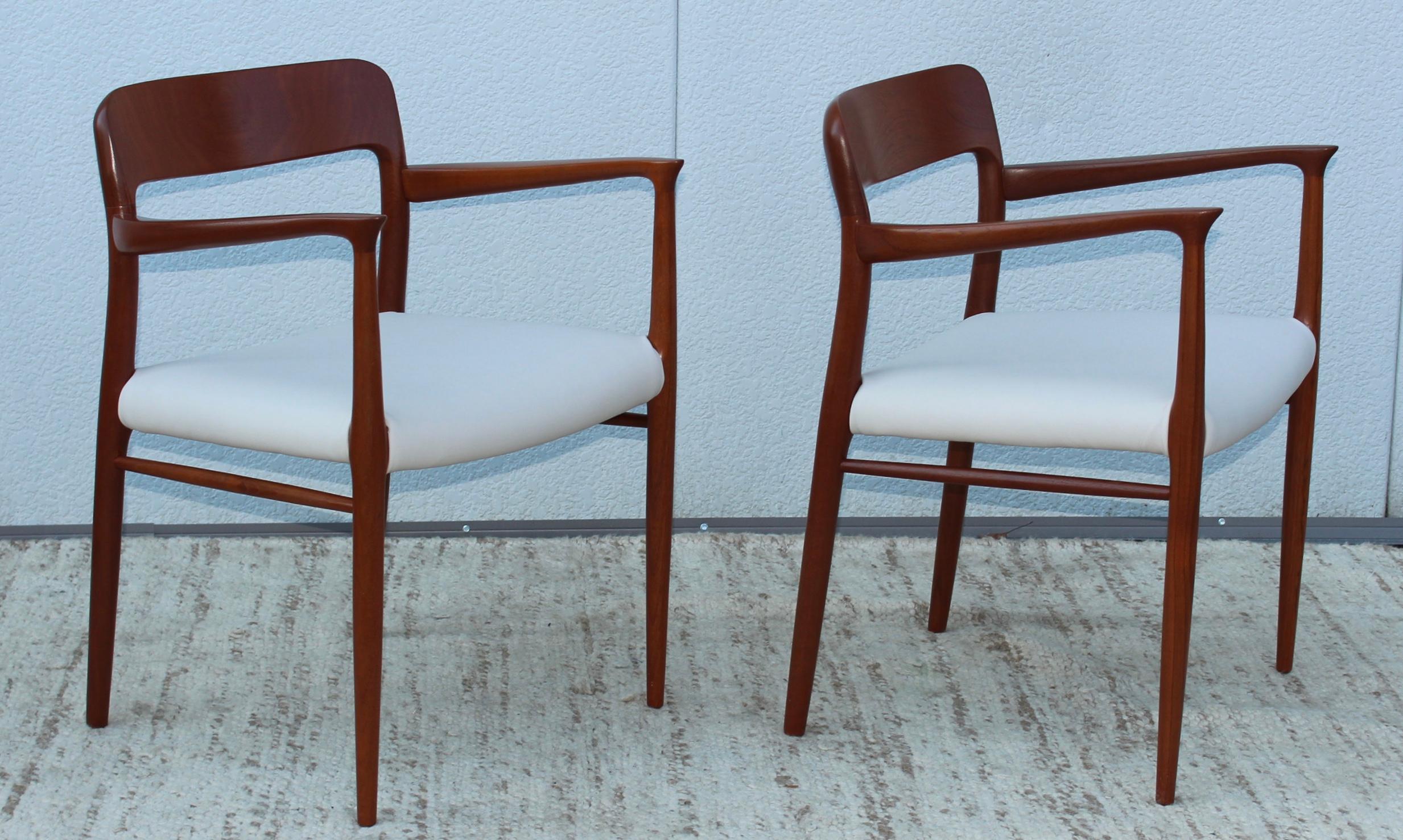 Niels Otto Moller Model 75 Teak and Leather Dining Chairs 3