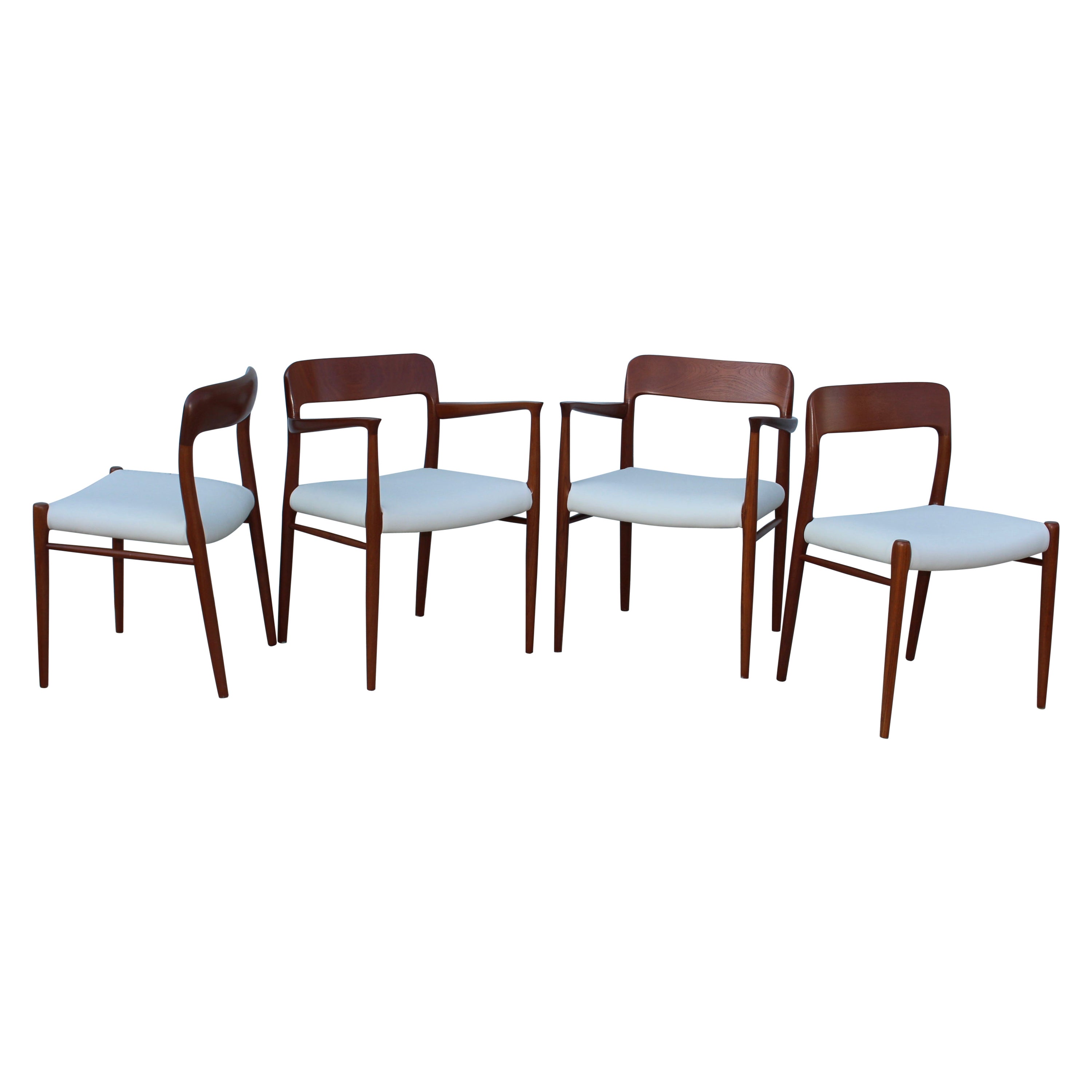 Niels Otto Moller Model 75 Teak and Leather Dining Chairs