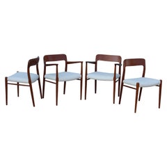 Niels Otto Moller Model 75 Teak and Leather Dining Chairs