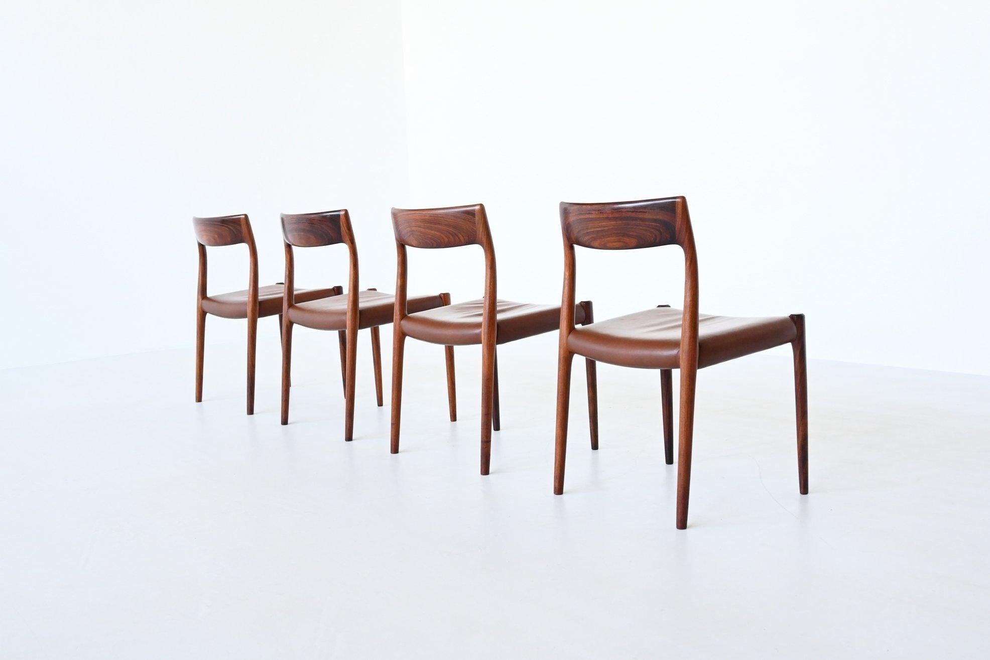 Mid-Century Modern Niels Otto Moller Model 77 Dining Chairs Rosewood Denmark 1960