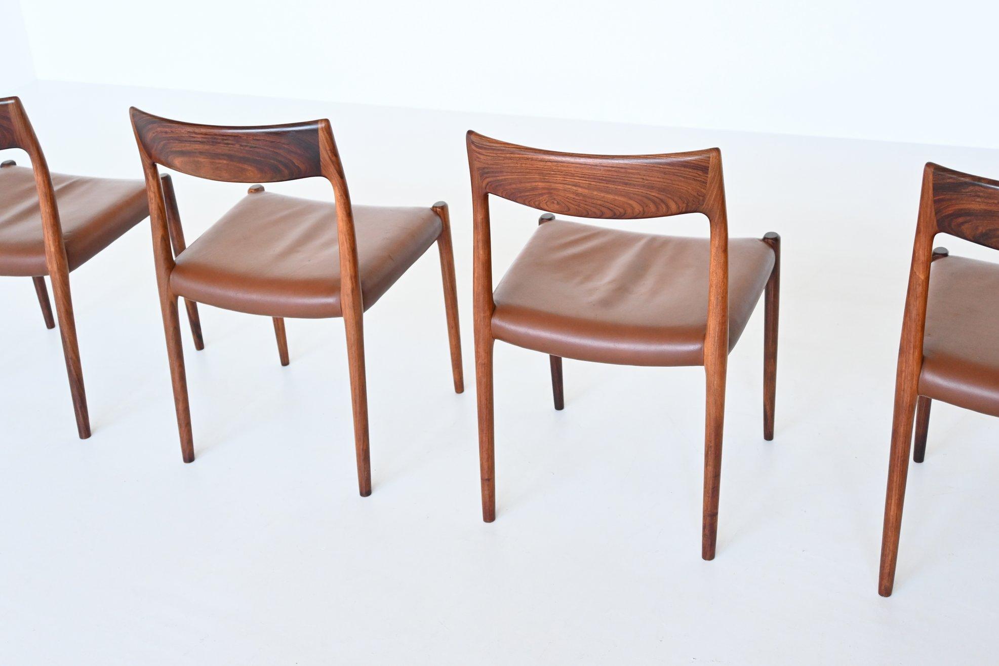 Danish Niels Otto Moller Model 77 Dining Chairs Rosewood Denmark 1960
