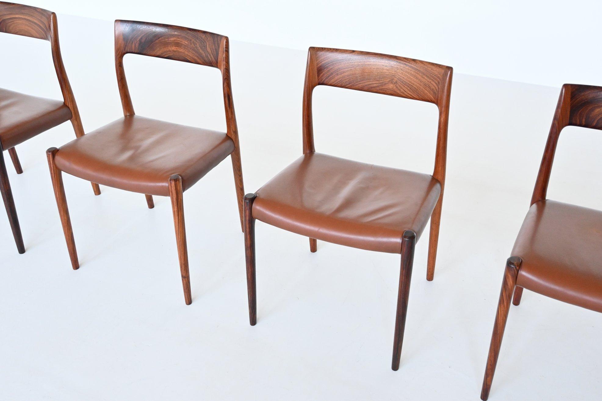 Niels Otto Moller Model 77 Dining Chairs Rosewood Denmark 1960 In Good Condition In Etten-Leur, NL