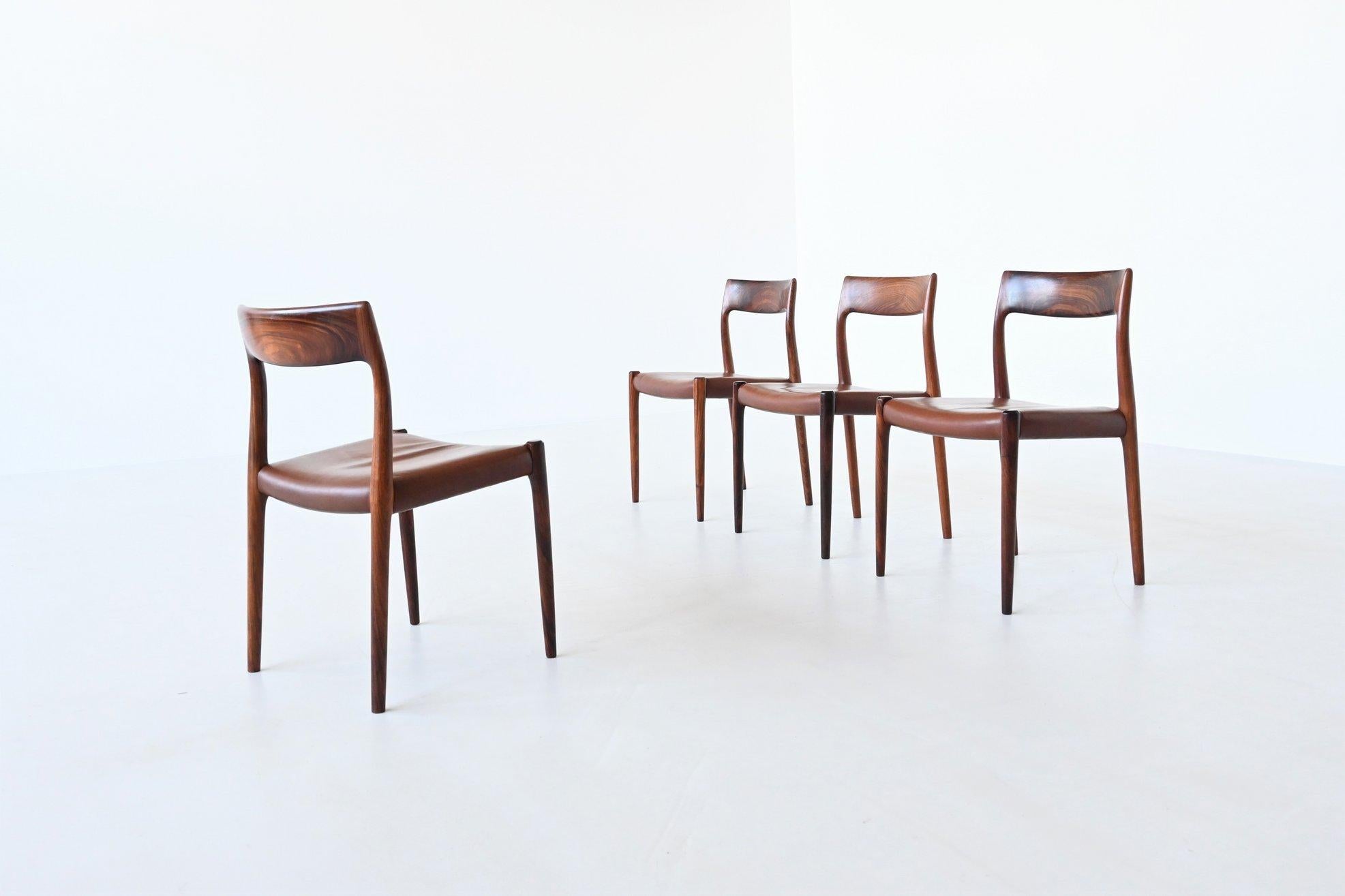Niels Otto Moller Model 77 Dining Chairs Rosewood Denmark 1960 1