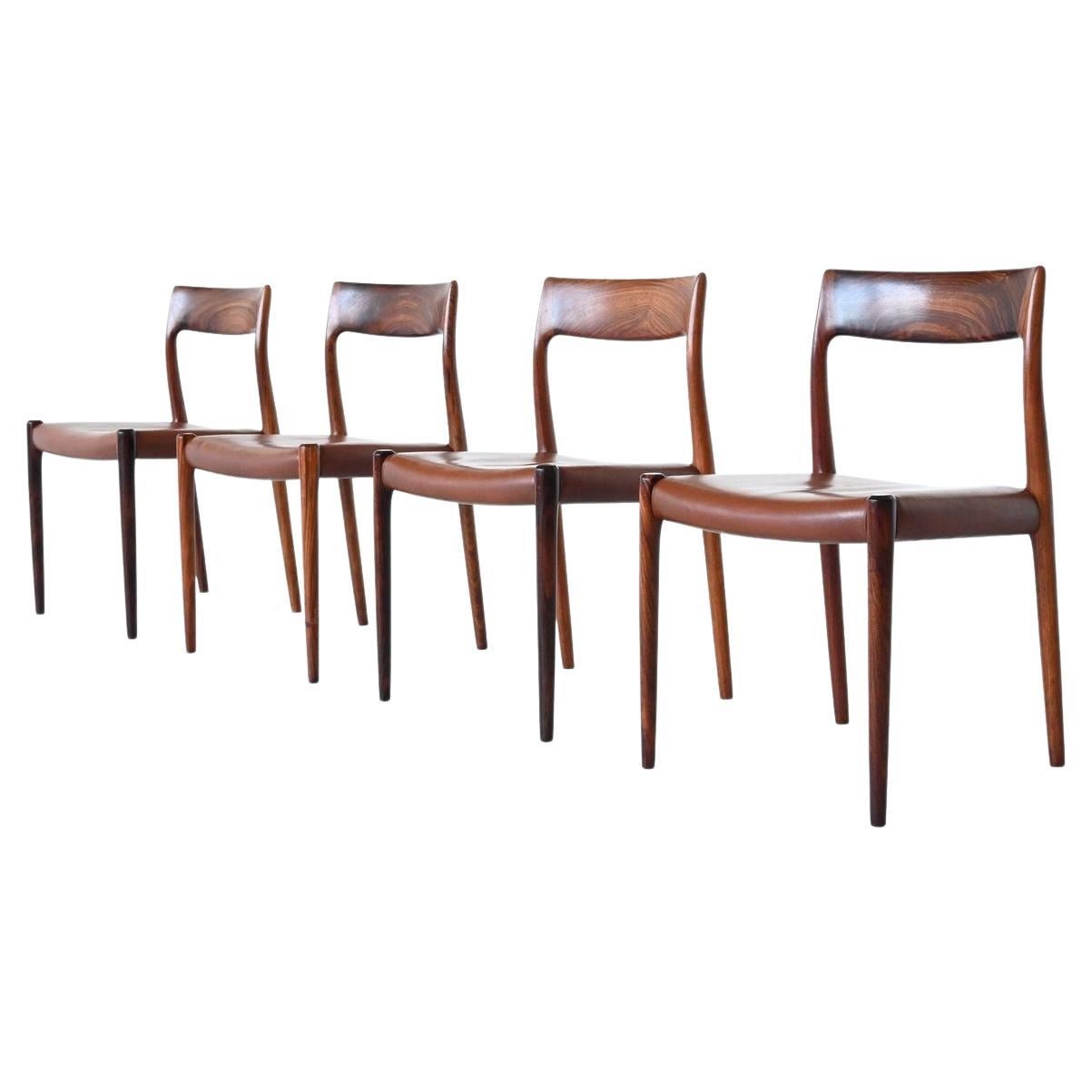 Niels Otto Moller Model 77 Dining Chairs Rosewood Denmark 1960