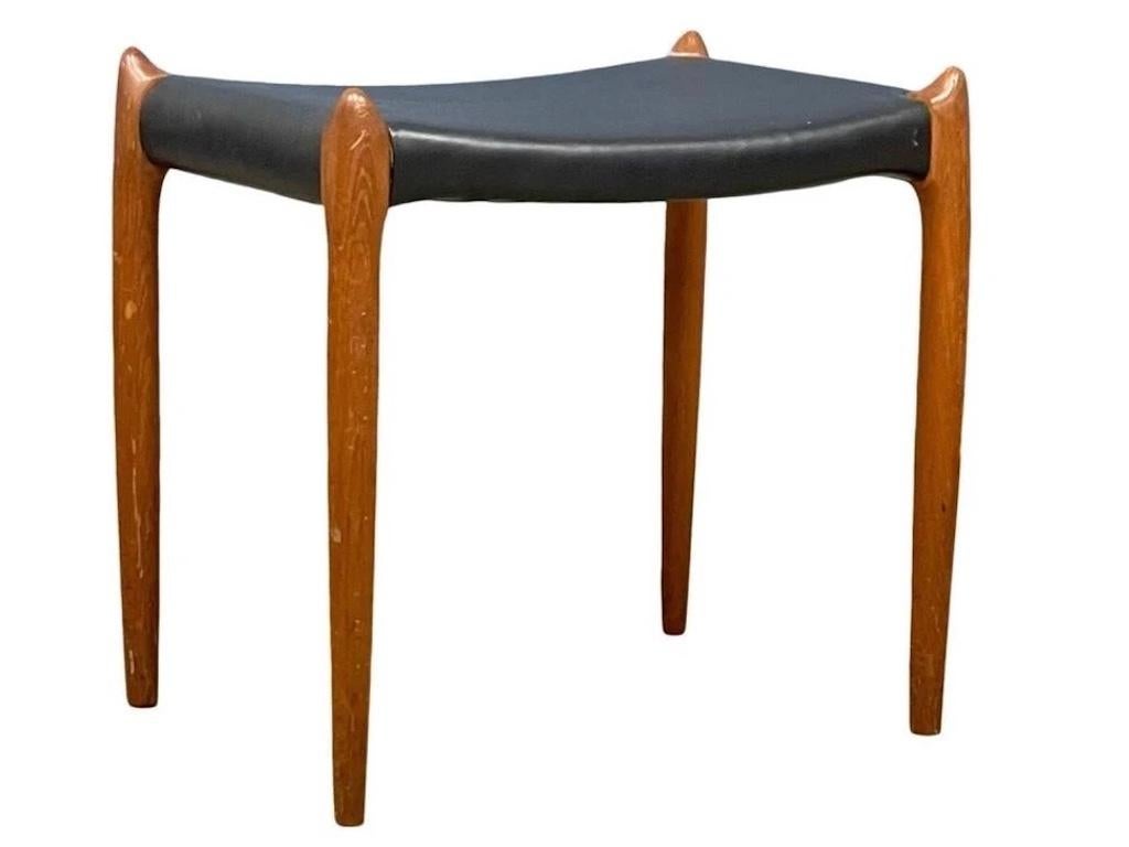 This rare Niels Otto Møller Model 78 stool combines the natural elegance of teak with luxurious black leather upholstery.

The sleek form showcases Møller’s signature approach to design with clean lines, superb craftsmanship, and a focus on both