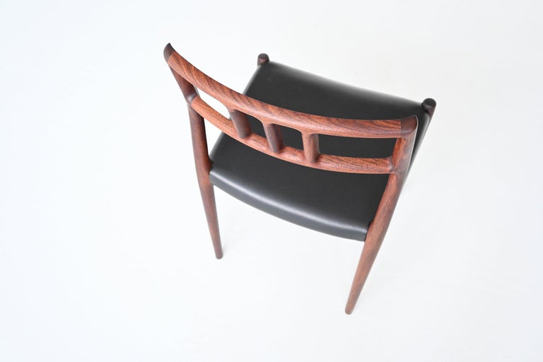 Leather Niels Otto Moller Model 79 Rosewood Dining Chair, Denmark, 1960