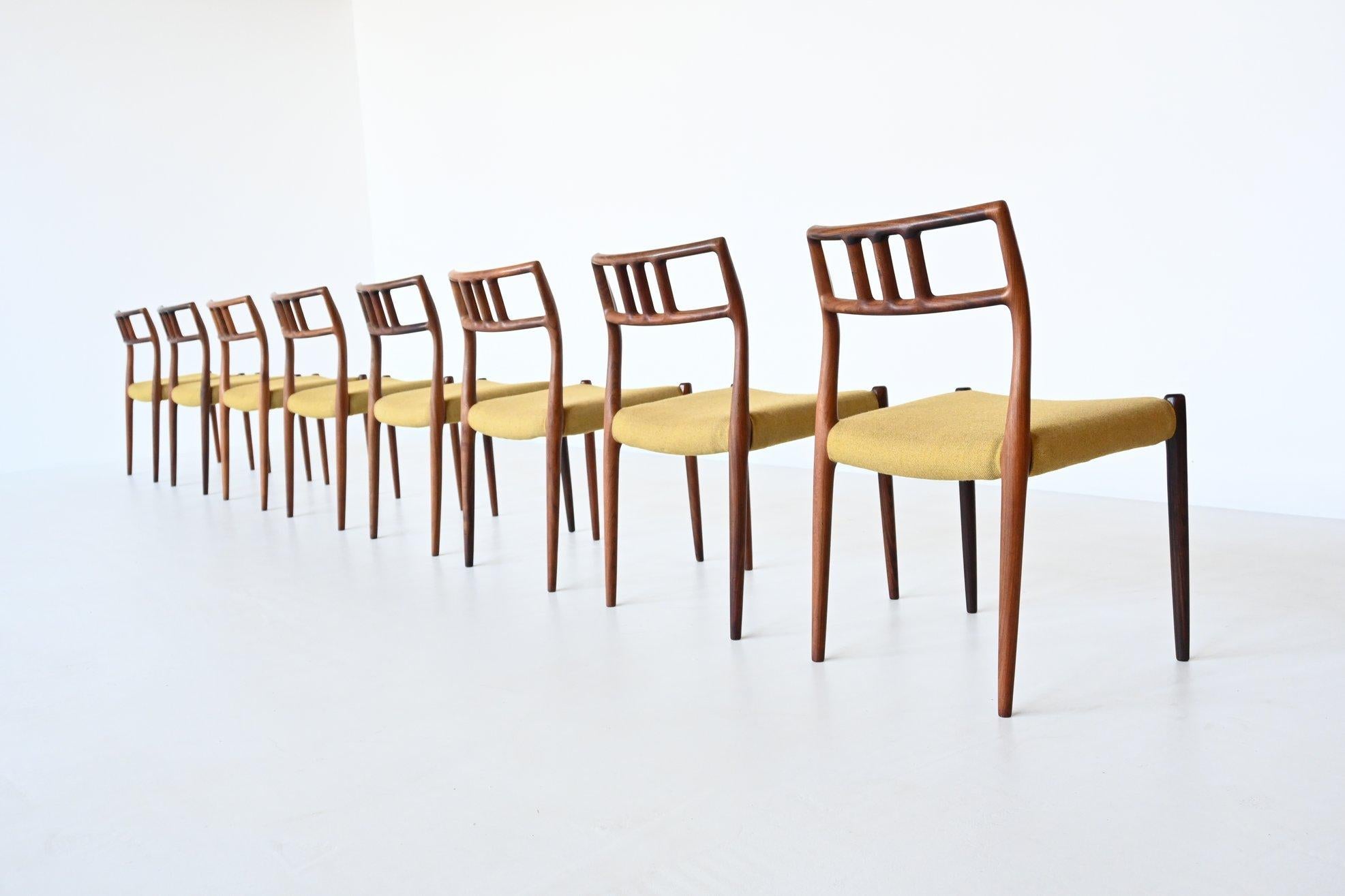Mid-Century Modern Niels Otto Moller Model 79 Rosewood Dining Chairs Denmark 1960