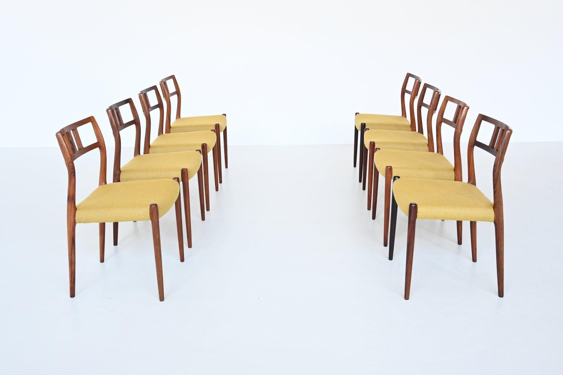 Mid-20th Century Niels Otto Moller Model 79 Rosewood Dining Chairs Denmark 1960