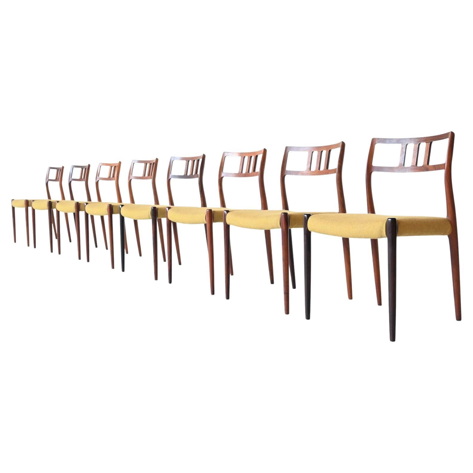 Niels Otto Moller Model 79 Rosewood Dining Chairs Denmark 1960