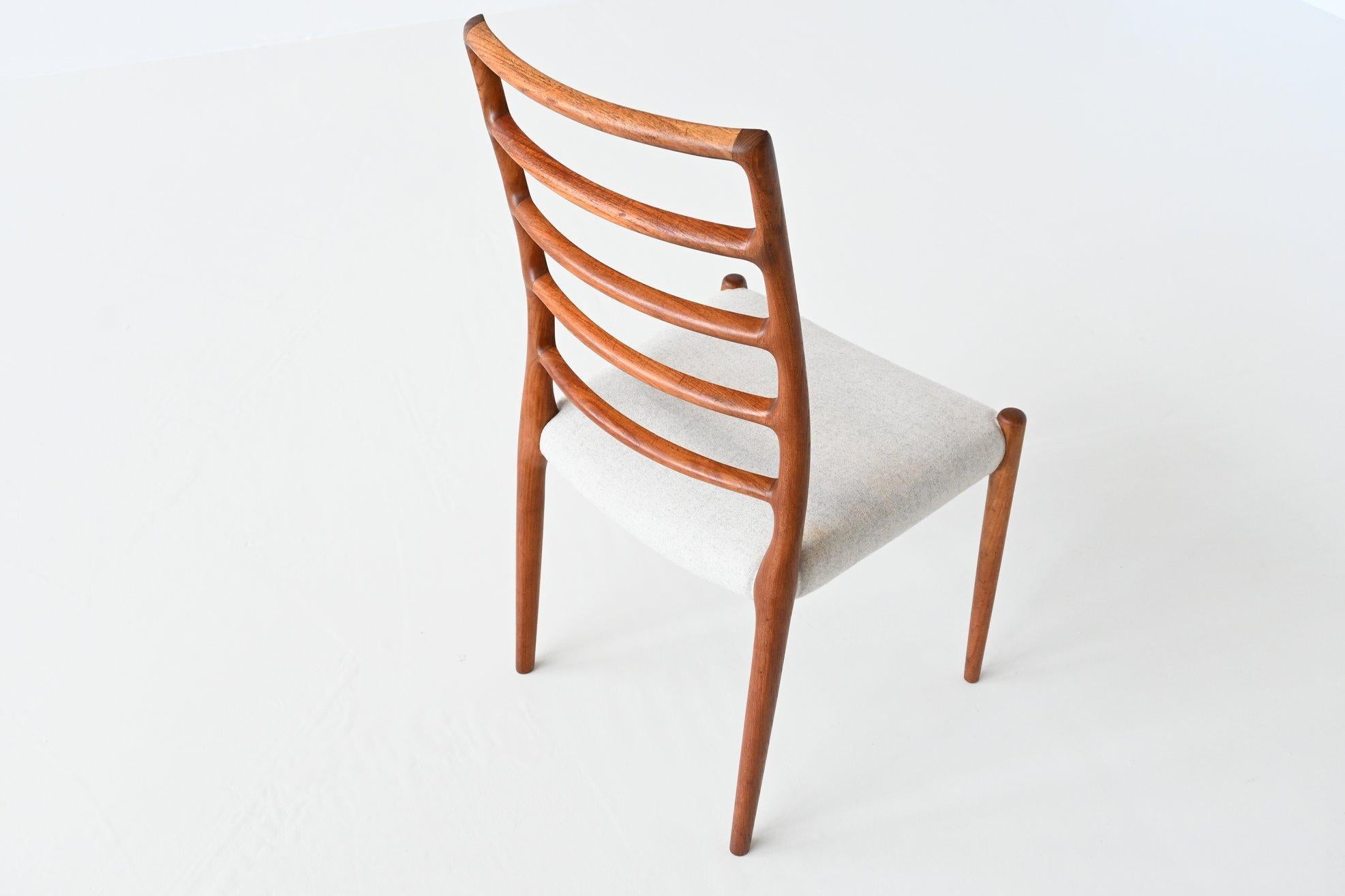 Niels Otto Moller Model 82 Teak Dining Chairs J.L. Moller Mobelfabrik Denmark 19 3