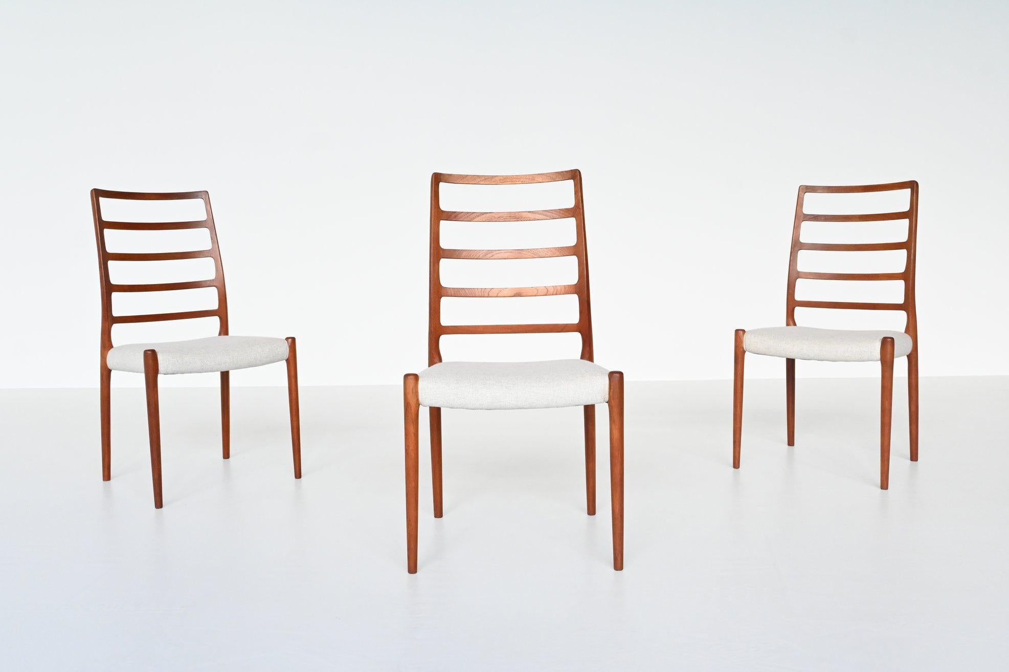 Mid-Century Modern Niels Otto Moller Model 82 Teak Dining Chairs J.L. Moller Mobelfabrik Denmark 19