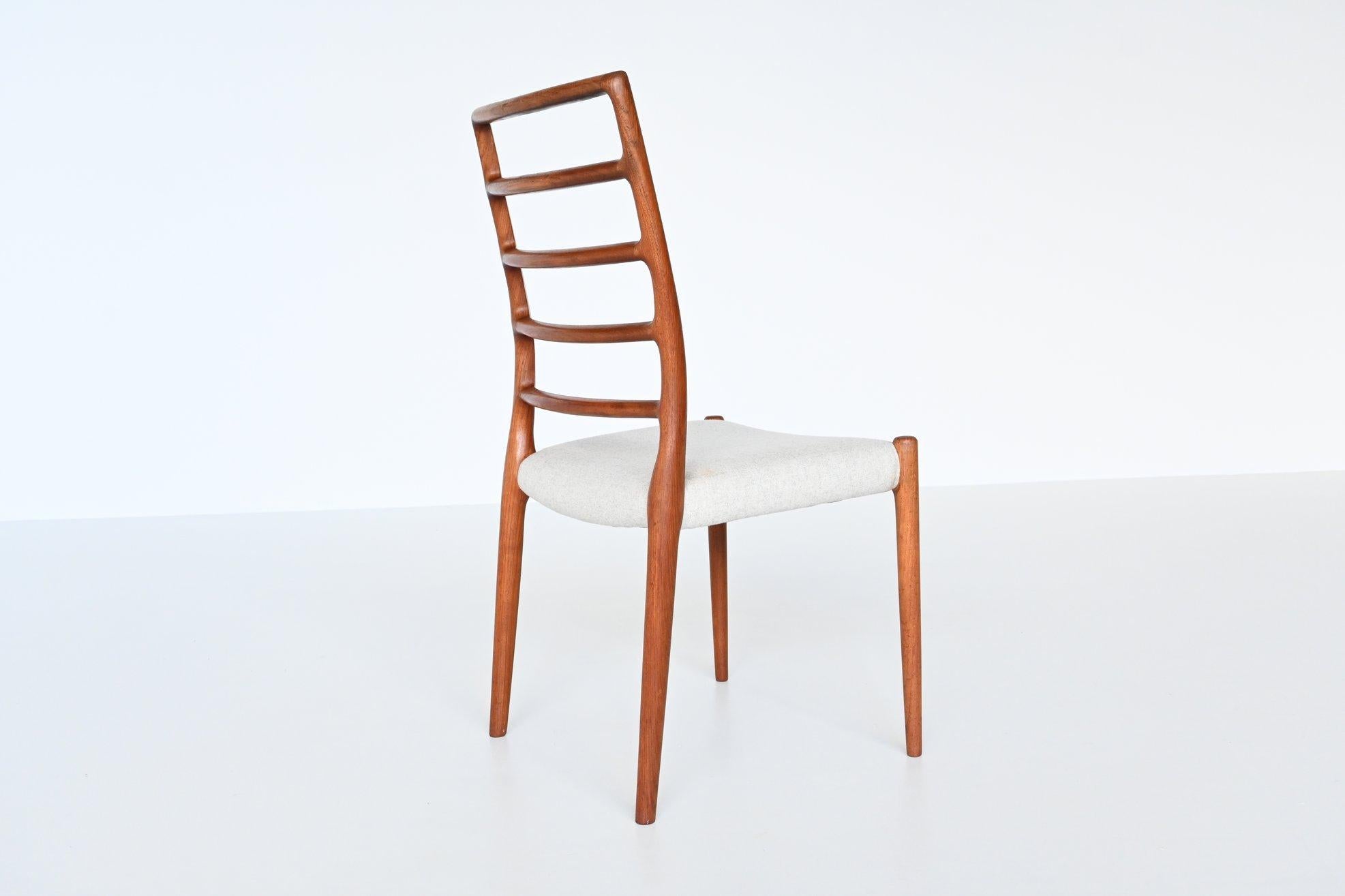 Mid-20th Century Niels Otto Moller Model 82 Teak Dining Chairs J.L. Moller Mobelfabrik Denmark 19