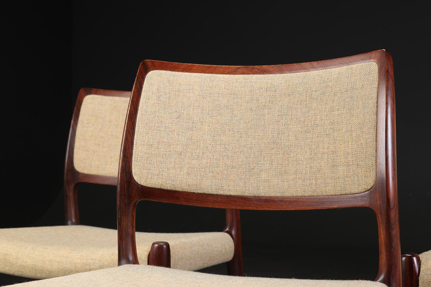 Swedish Niels Otto Moller Rosewood Armchair Mod N° 80 Set of 4 For Sale