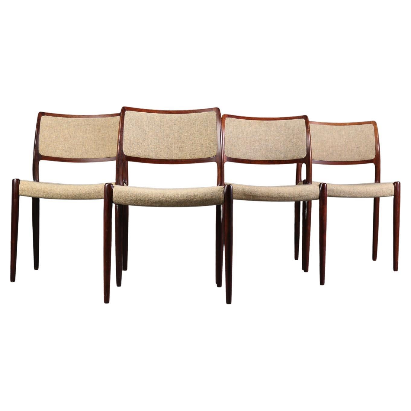 Niels Otto Moller Rosewood Armchair Mod N° 80 Set of 4