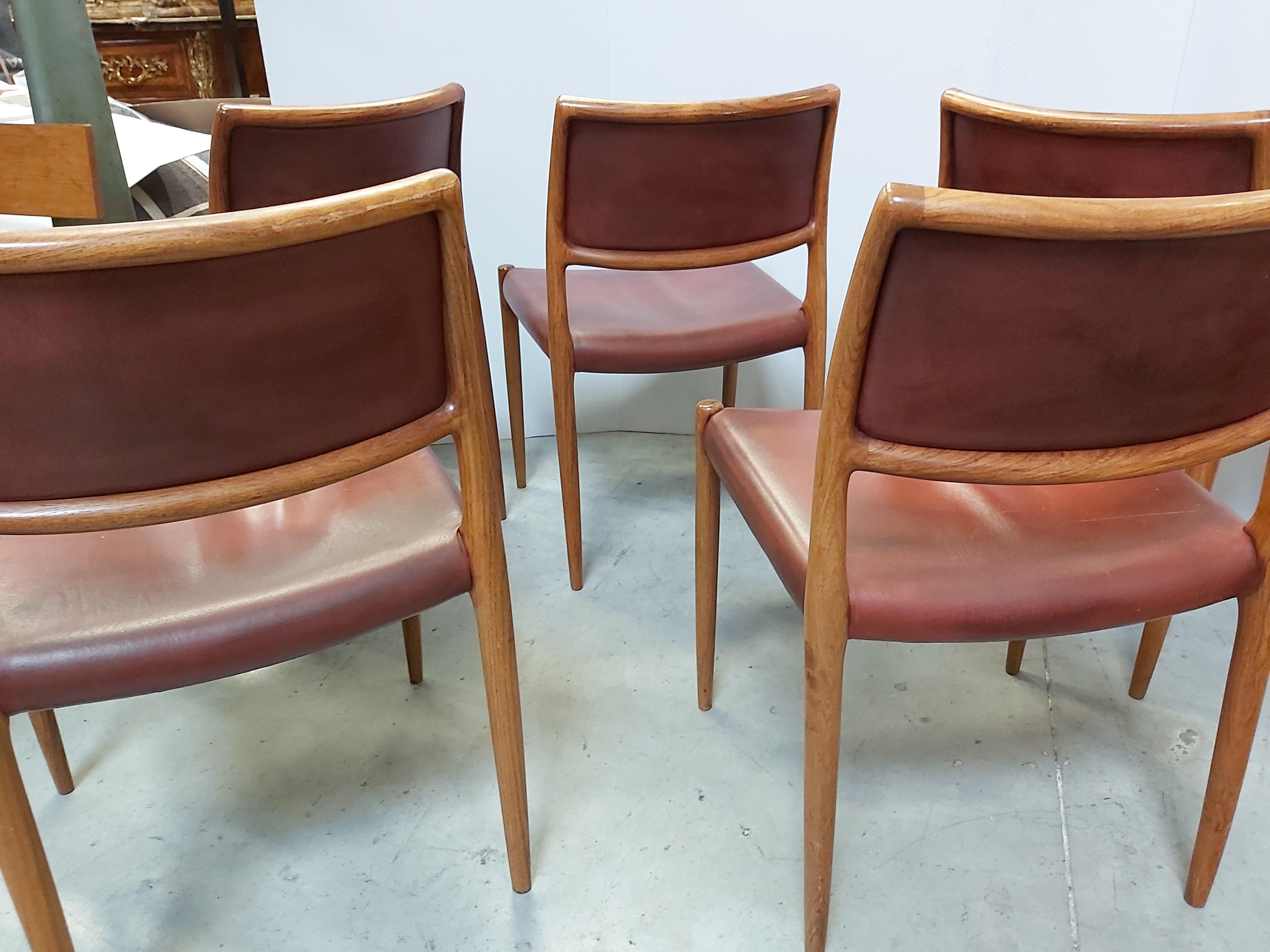 Swedish Niels Otto Moller Rosewood Armchair Mod N° 80 Set of 5 available For Sale