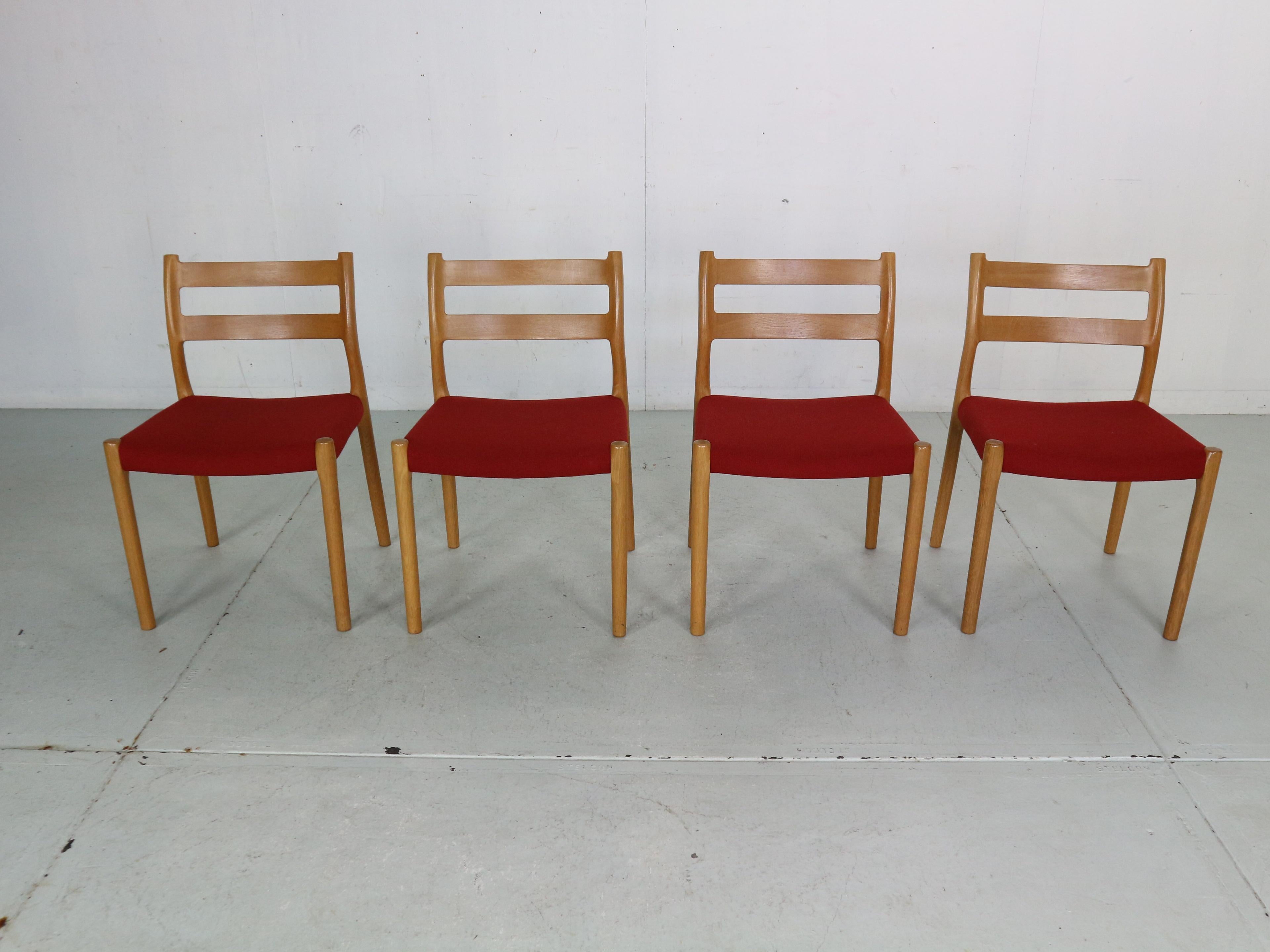 Danish Niels Otto Moller Set of 4 Dining Chairs Model-84 for Højbjerg, Denmark 1970s For Sale