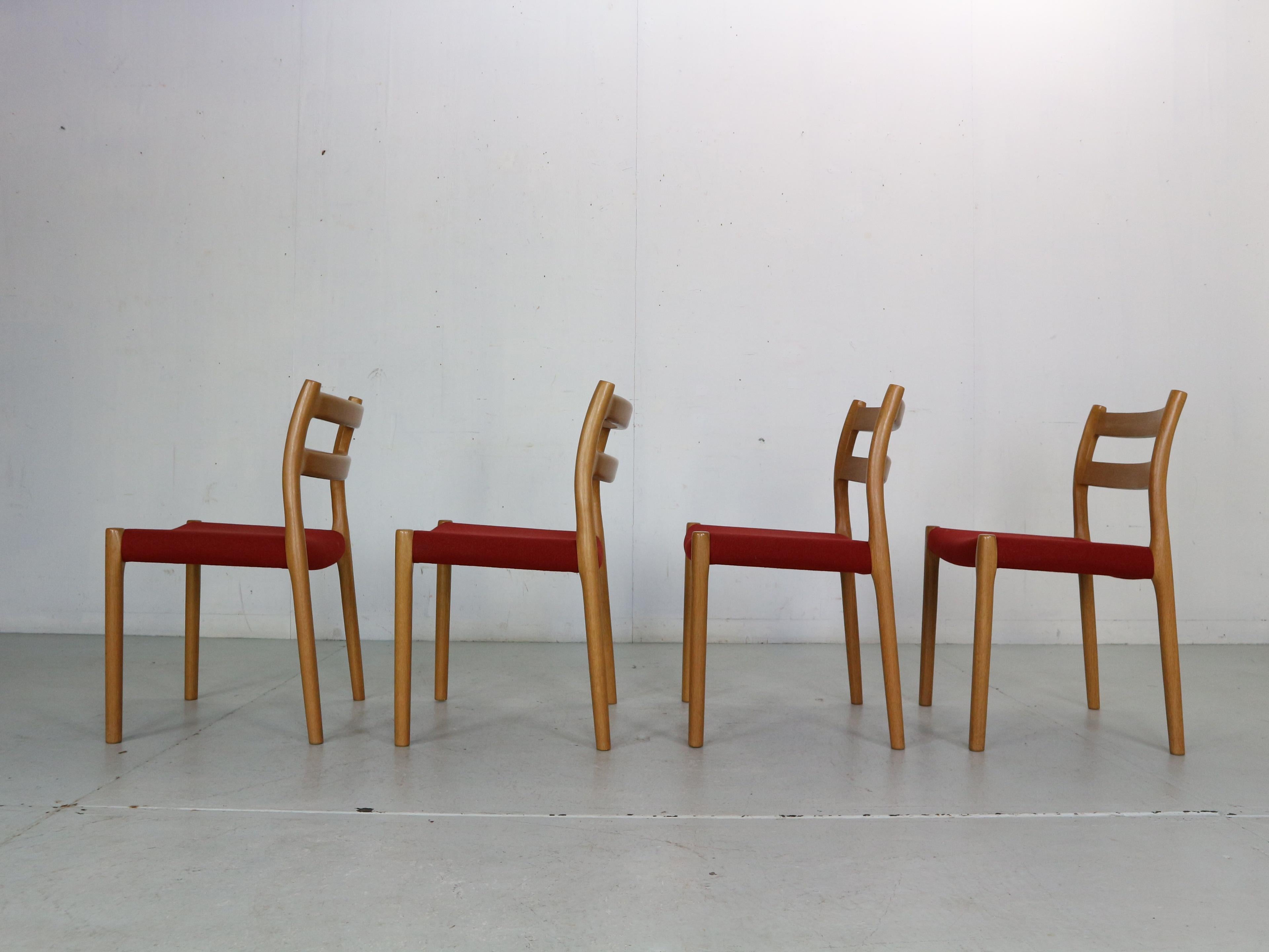 Late 20th Century Niels Otto Moller Set of 4 Dining Chairs Model-84 for Højbjerg, Denmark 1970s For Sale