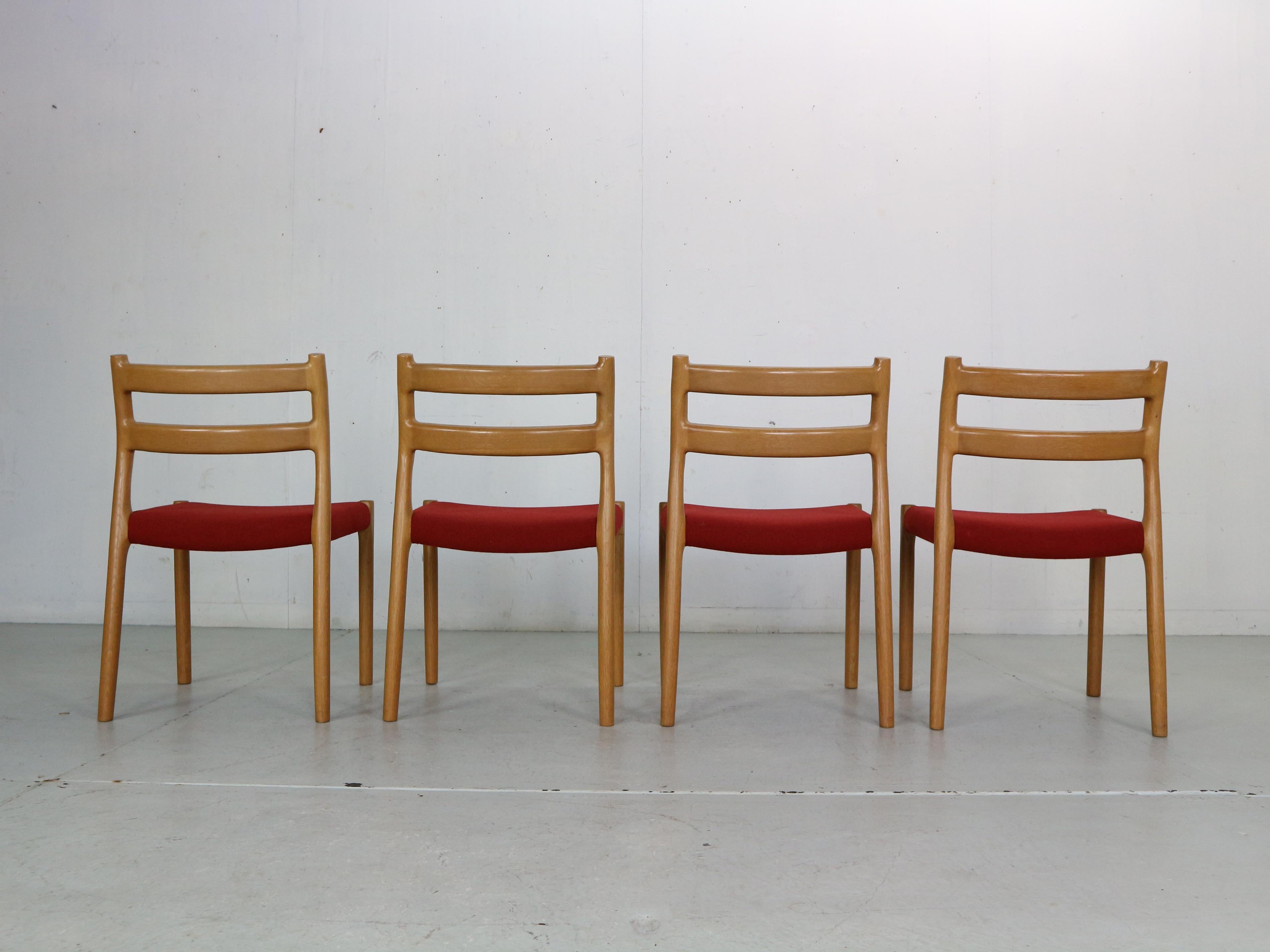 Fabric Niels Otto Moller Set of 4 Dining Chairs Model-84 for Højbjerg, Denmark 1970s For Sale