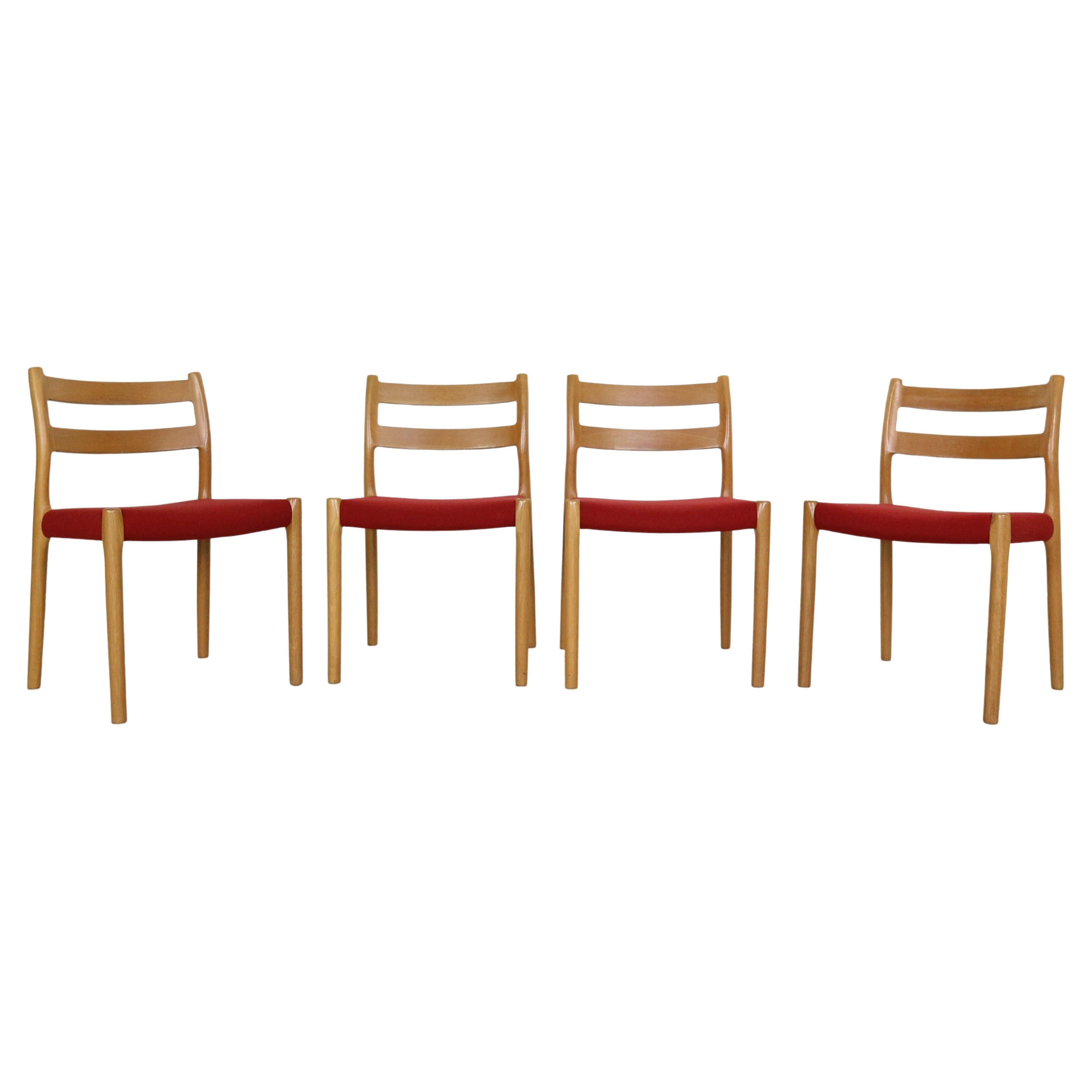 Niels Otto Moller Set of 4 Dining Chairs Model-84 for Højbjerg, Denmark 1970s For Sale