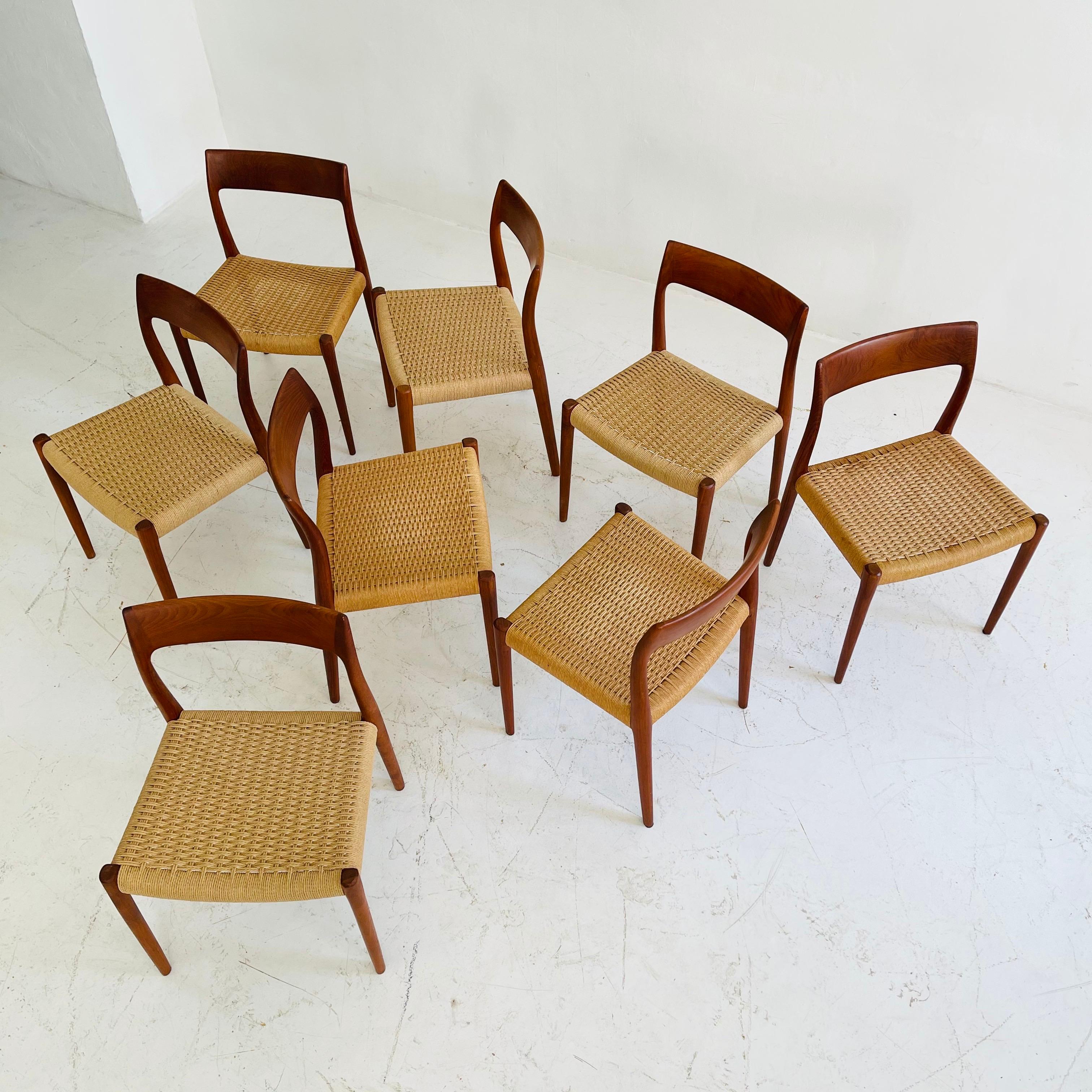 Niels Otto Moller Teak Dining Chair Model No. 77 Set of Eight, Denmark, 1960s 3