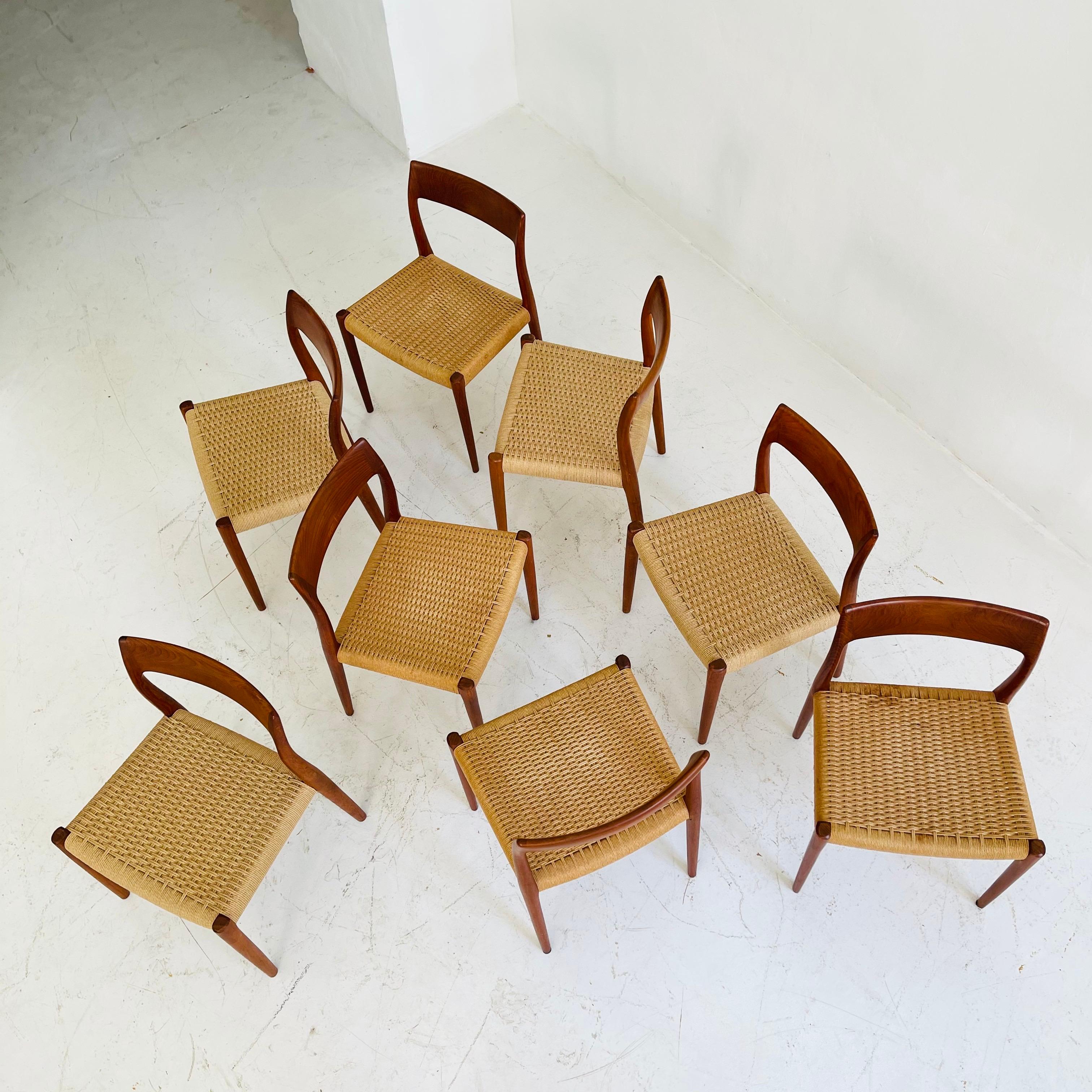 Niels Otto Moller Teak Dining Chair Model No. 77 Set of Eight, Denmark, 1960s 4