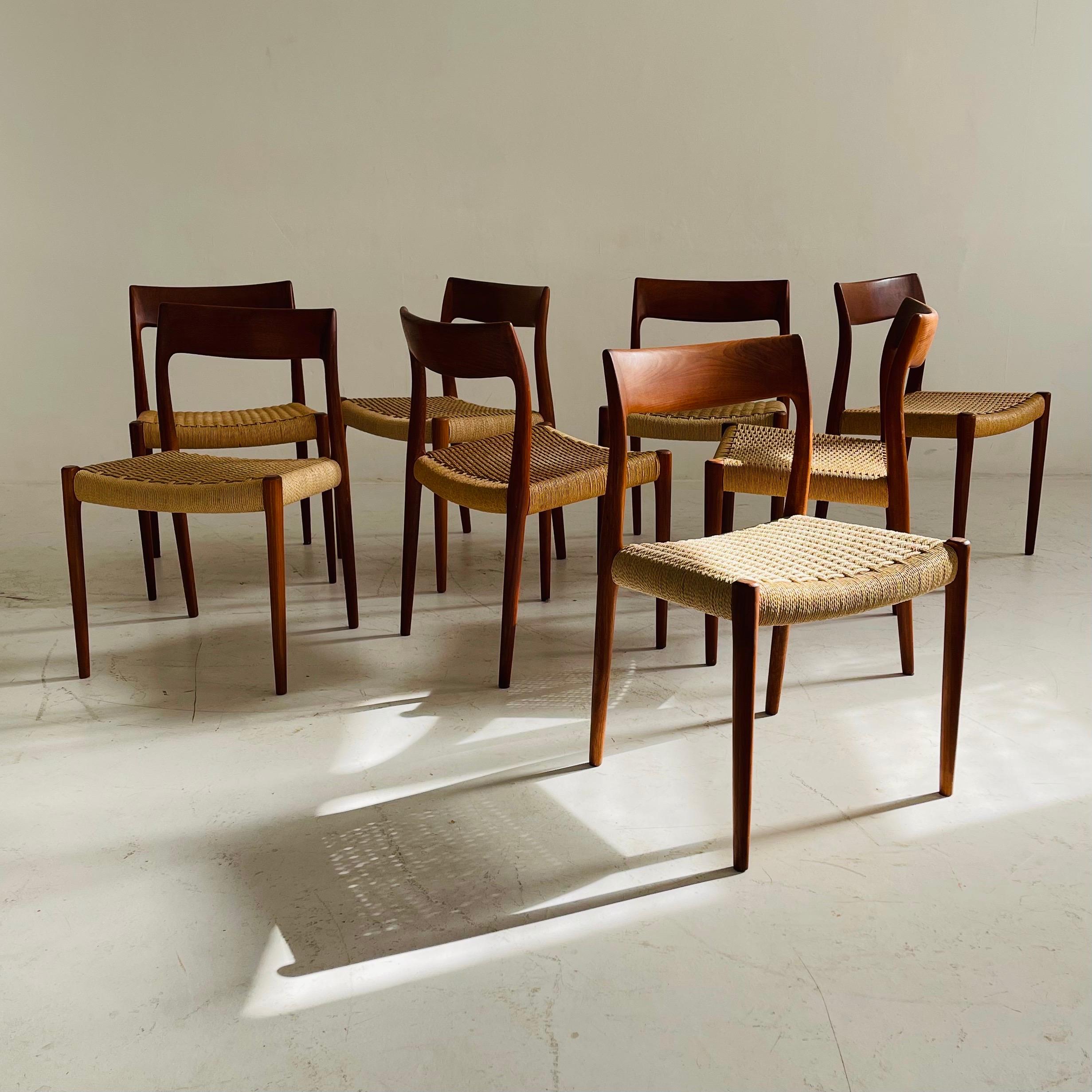 Niels Otto Moller Teak Dining Chair Model No. 77 Set of Eight, Denmark, 1960s 5