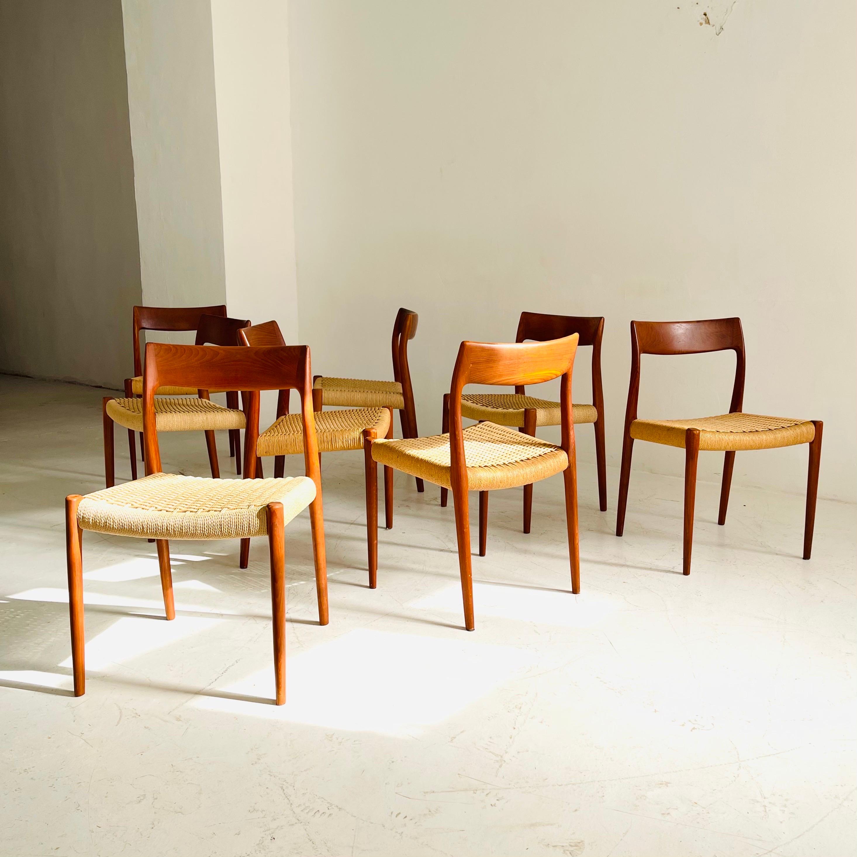 Niels Otto Moller Teak Dining Chair Model No. 77 Set of Eight, Denmark, 1960s 6