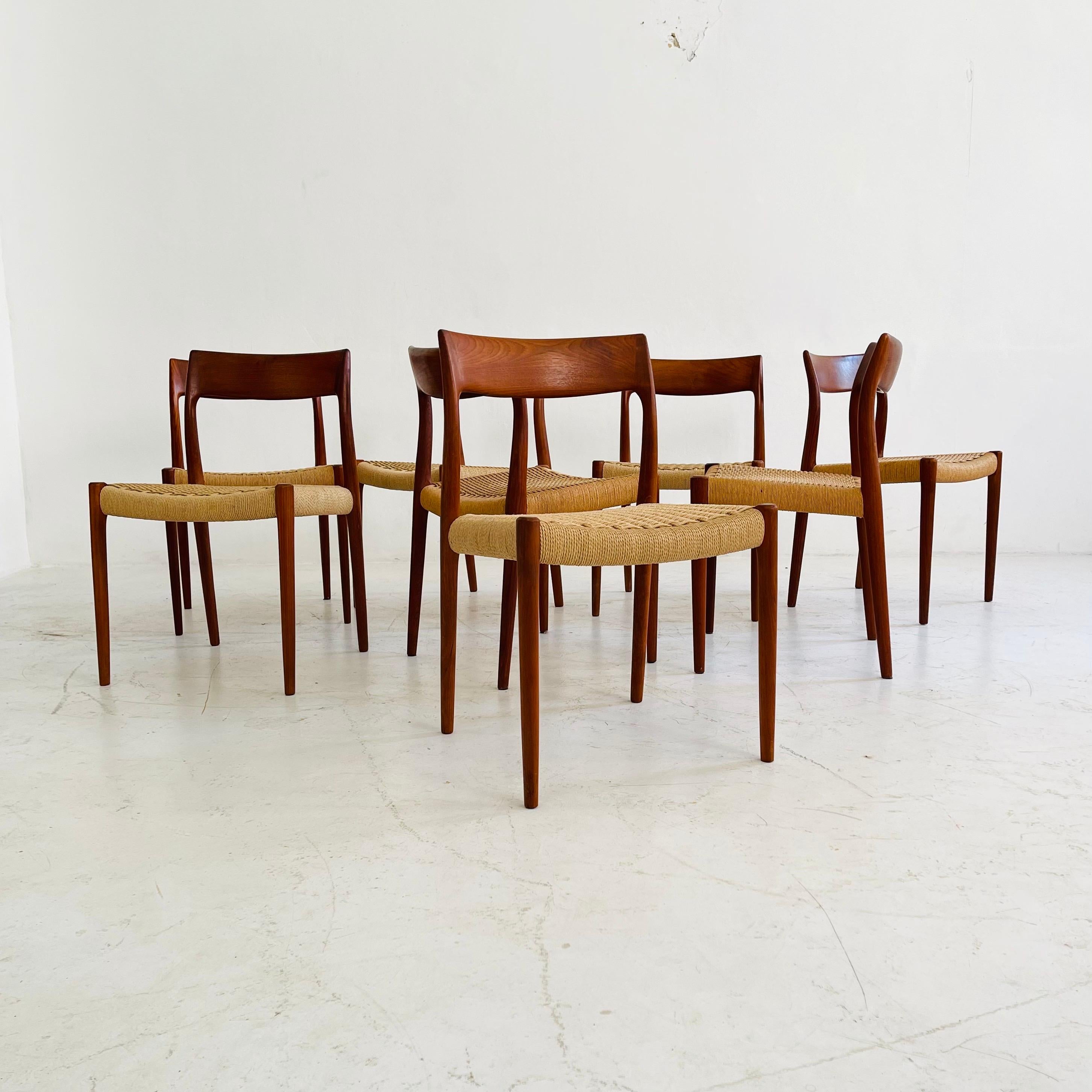 Danish Niels Otto Moller Teak Dining Chair Model No. 77 Set of Eight, Denmark, 1960s