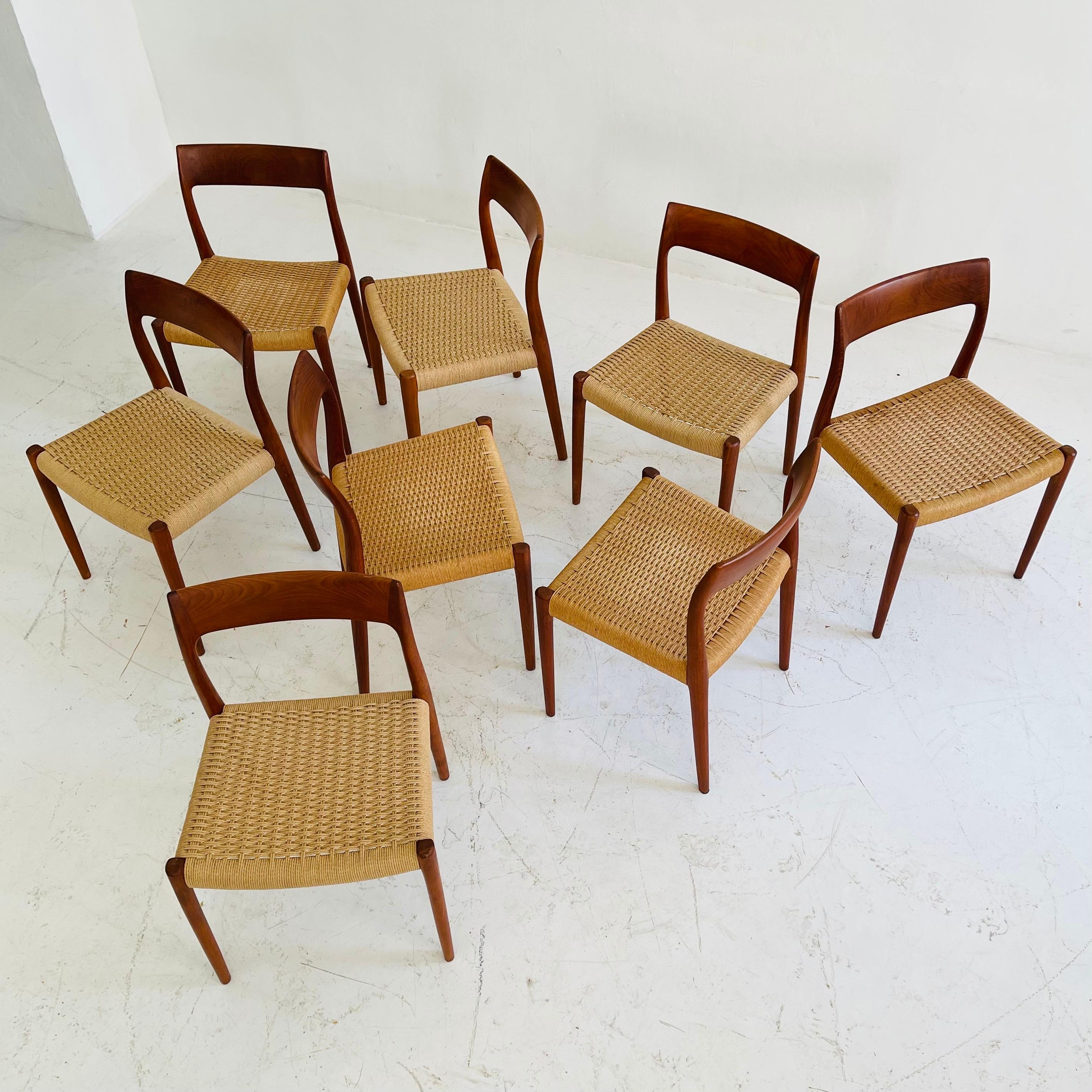 Niels Otto Moller Teak Dining Chair Model No. 77 Set of Eight, Denmark, 1960s 2