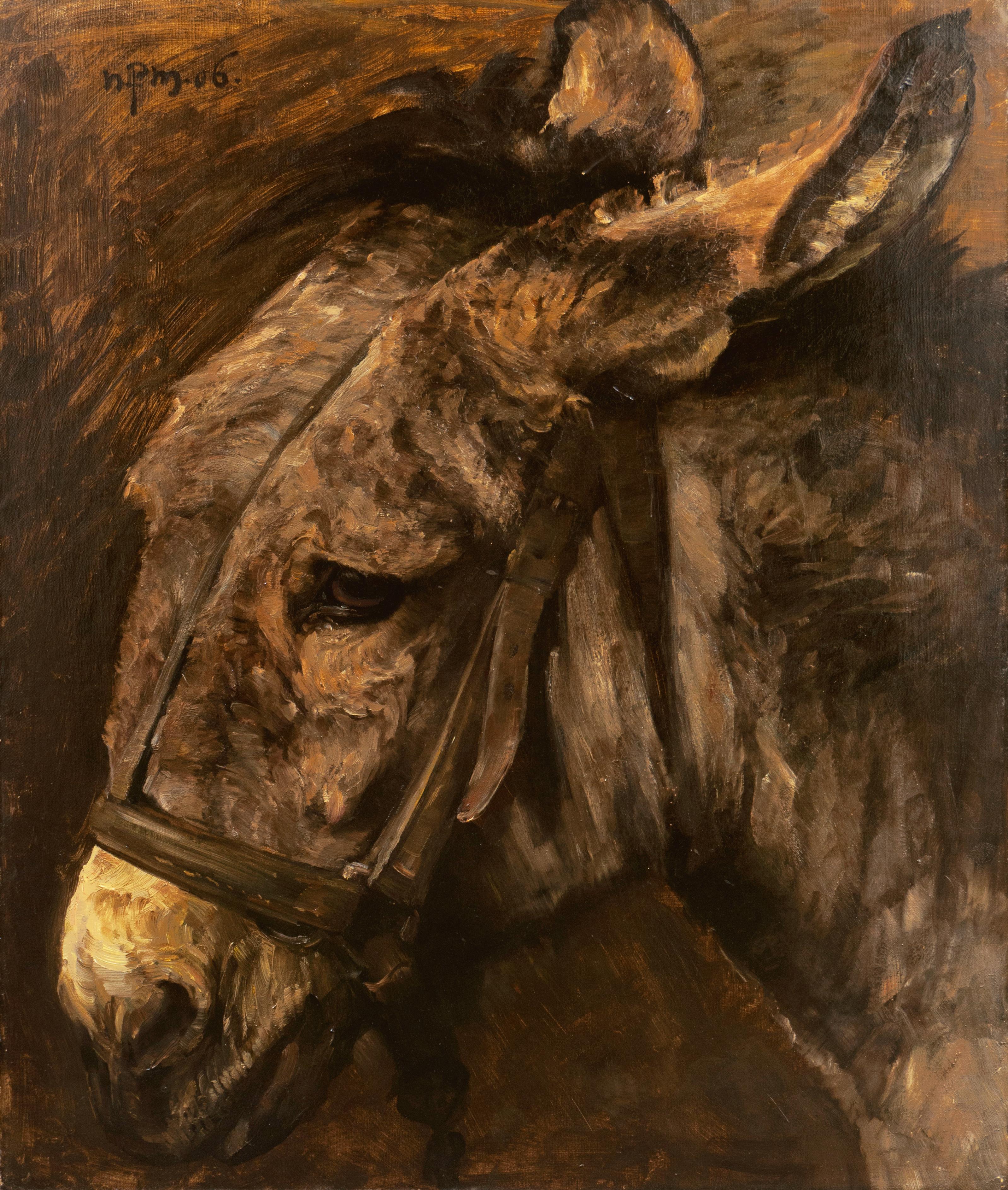 Niels Pederson Mols Animal Painting - 'Study of a Donkey', Paris Salon, Danish Royal Academy, Benezit, Thieme-Becker