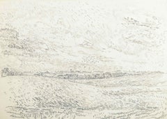 Niels Prip Hansen. Drawing on paper. Landscape, Vosnæs. 1973