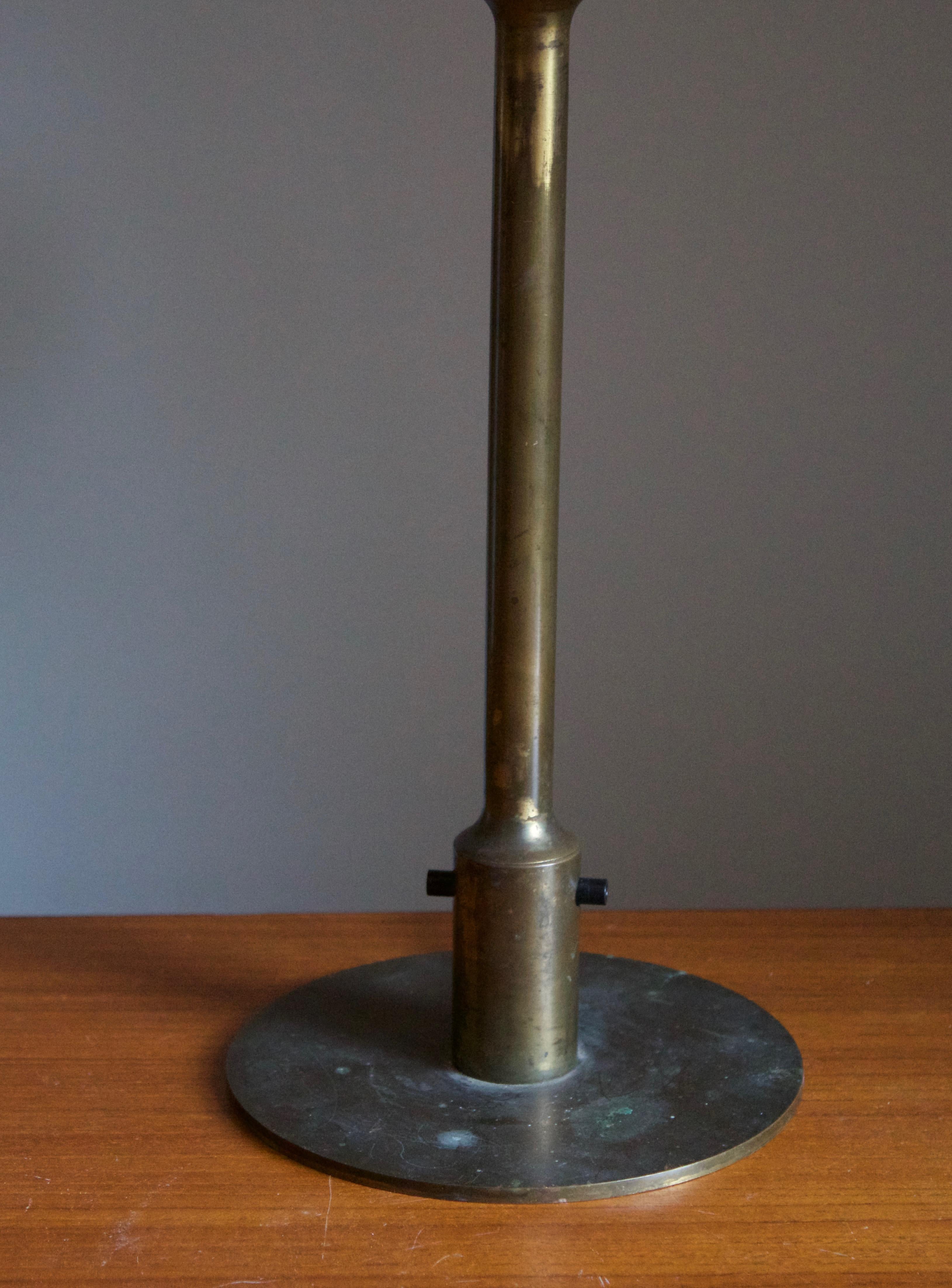 Niels Rasmussen Thykier, Early Table Lamp, Brass, Waxed paper, Denmark, 1930s In Good Condition In High Point, NC