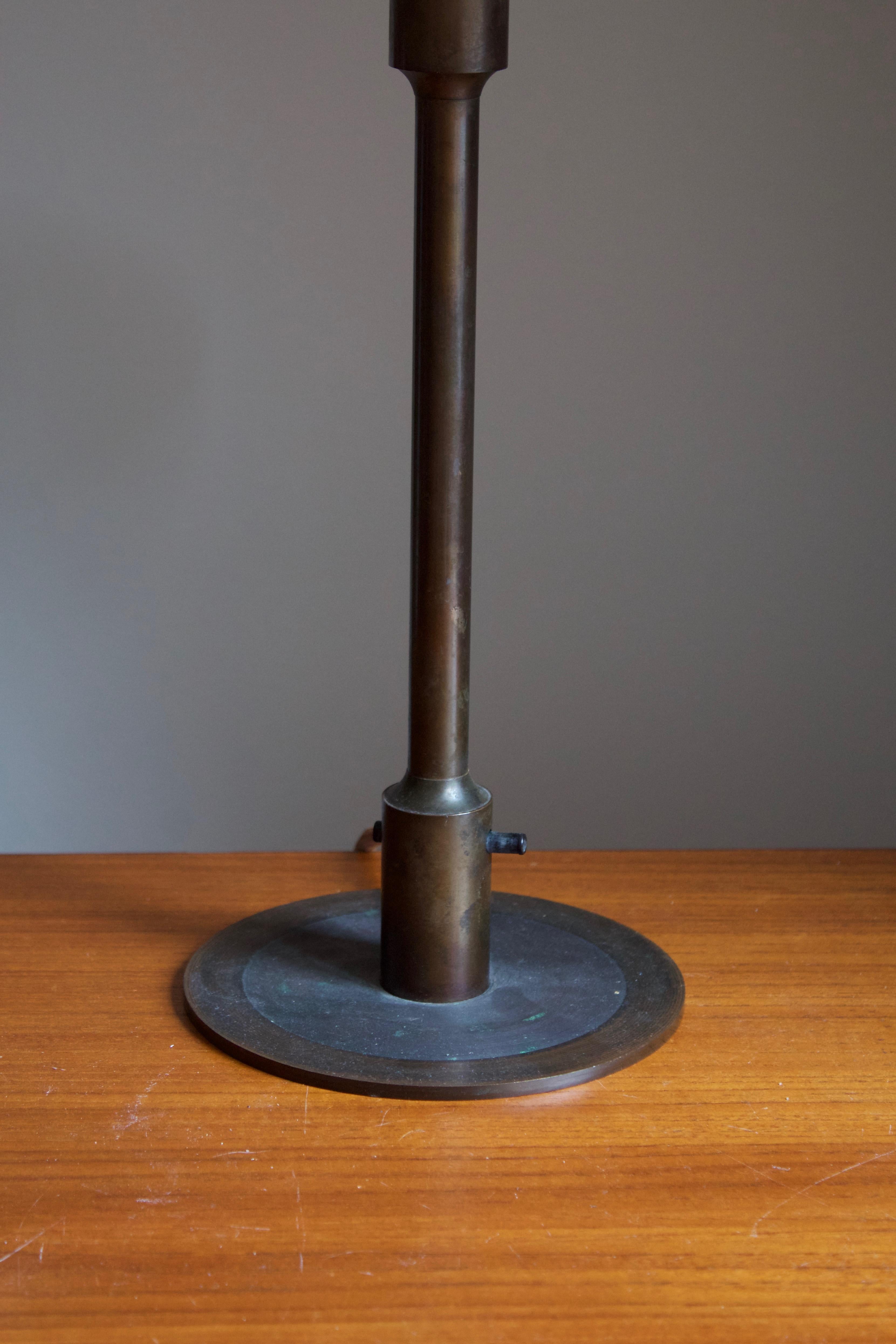 Danish Niels Rasmussen Thykier, Early Table Lamp, Brass, Waxed Paper, Denmark, 1960s