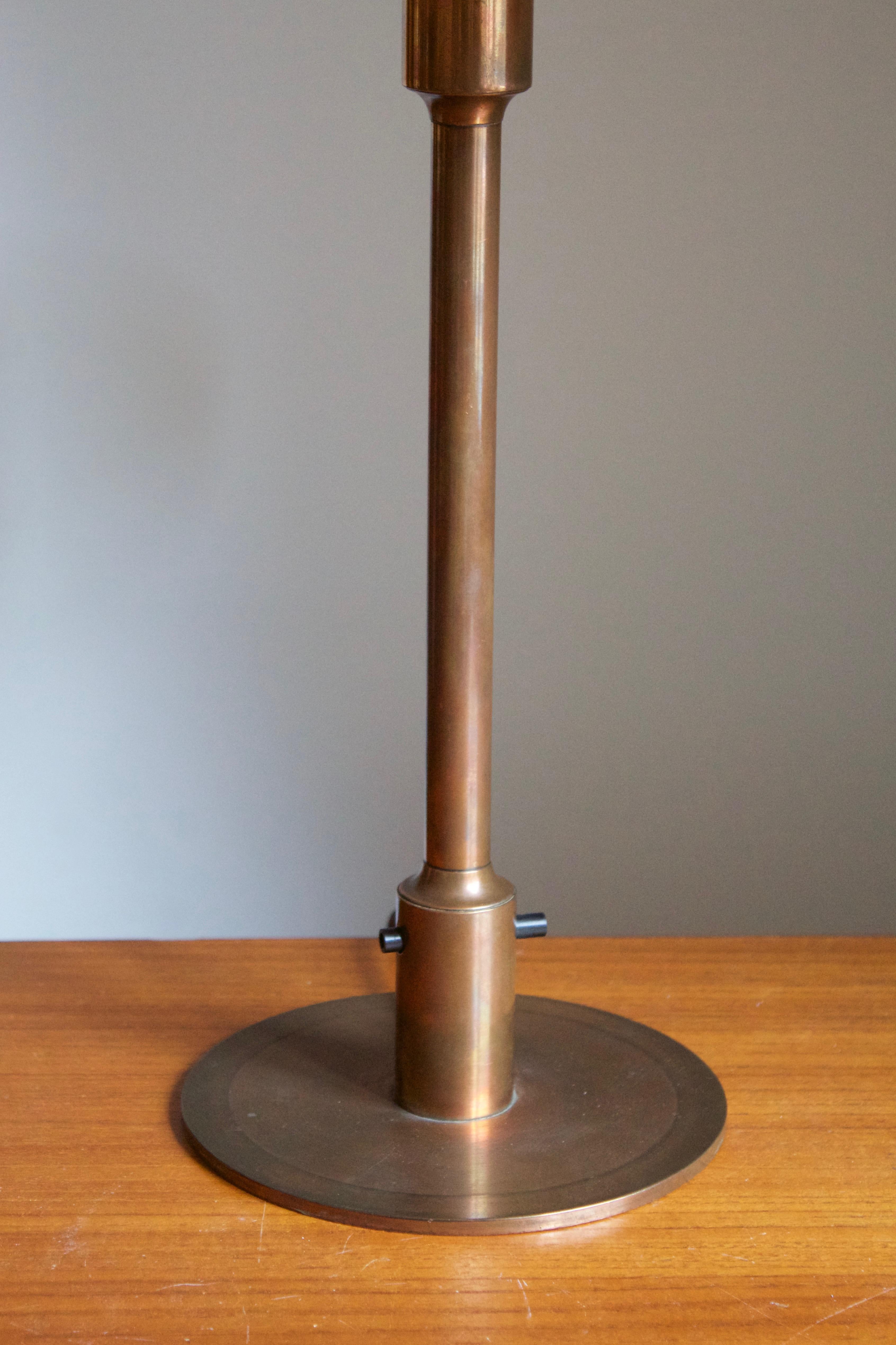 Danish Niels Rasmussen Thykier, Early Table Lamp, Copper, Waxed paper, Denmark, 1930s