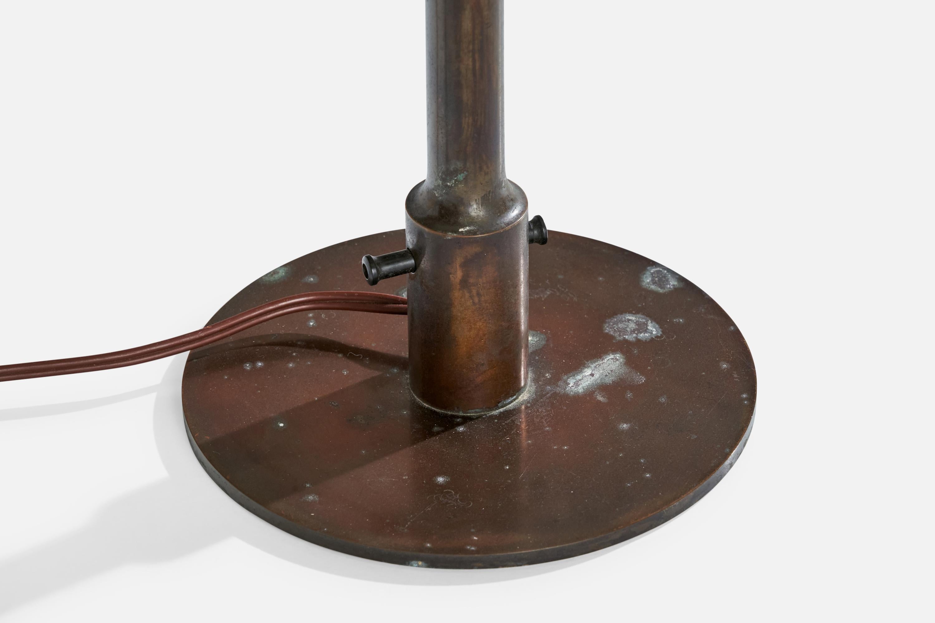 Niels Rasmussen Thykier, Table Lamp, Copper, Brass, Paper, Denmark, 1930s For Sale 2