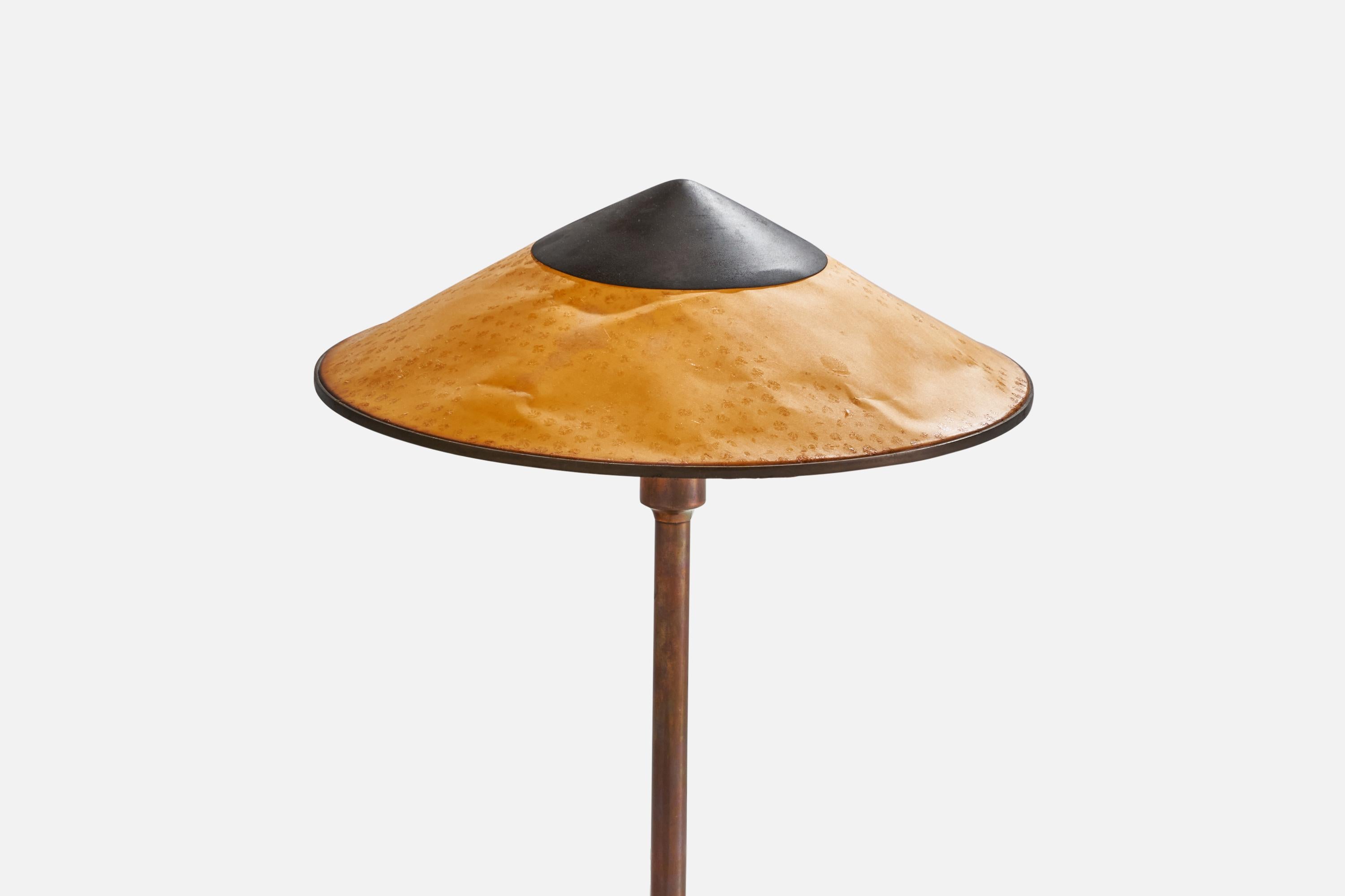Mid-20th Century Niels Rasmussen Thykier, Table Lamp, Copper, Paper, Denmark, 1930s For Sale