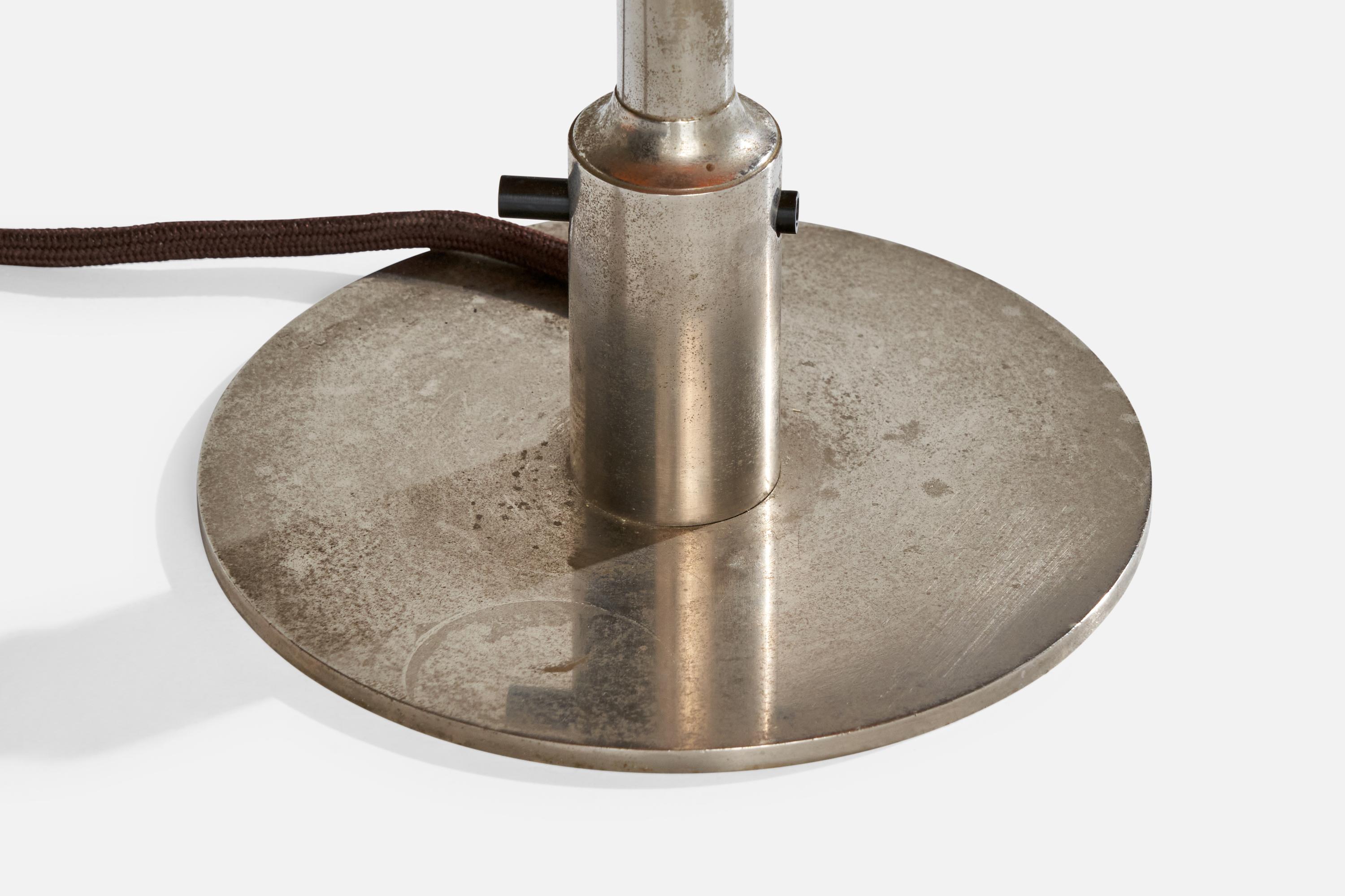 Niels Rasmussen Thykier, Table Lamp, Nickel. Copper, Paper, Denmark, 1930s 4